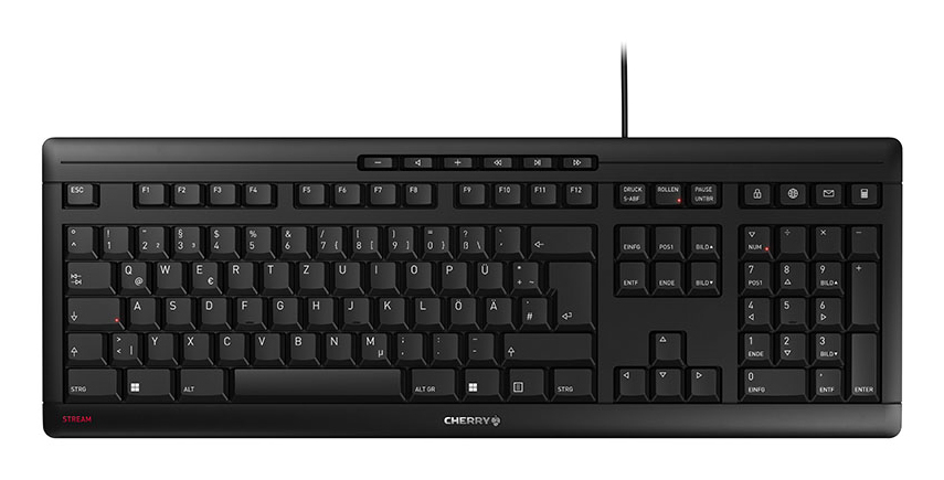 CHERRY STREAM tastatur Kontor USB QWERTZ Tysk Sort