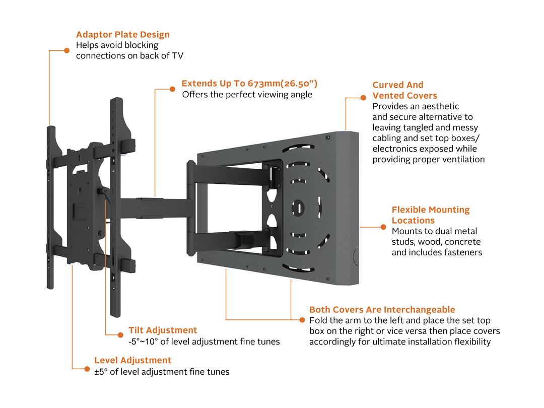 Multibrackets 0198 tv-beslag 177,8 cm (70") Sort