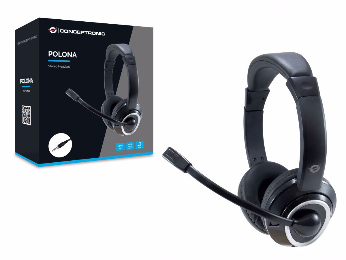 Conceptronic POLONA02B hovedtelefoner/headset Ledningsført Spil Sort