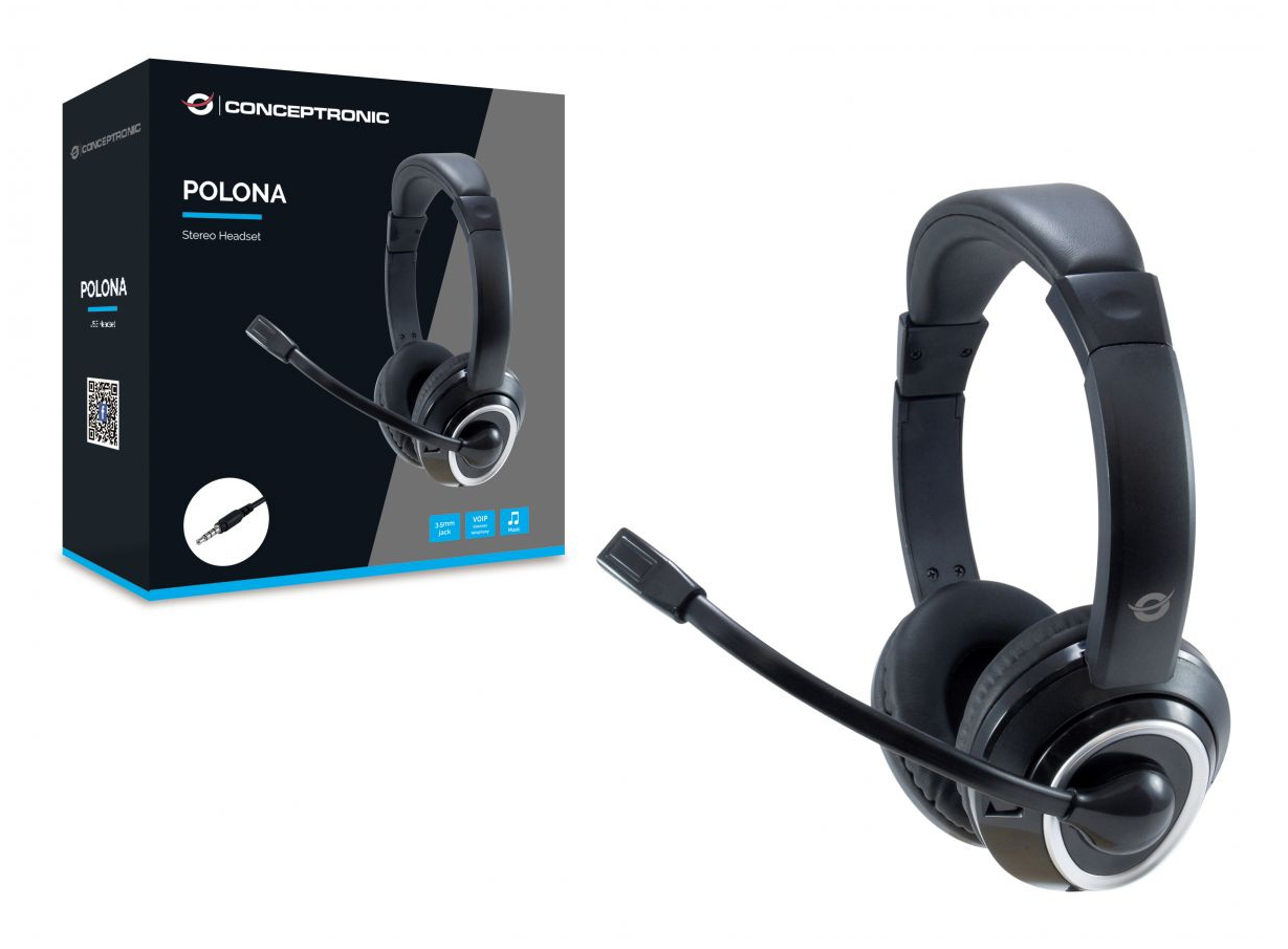 Conceptronic POLONA02B hovedtelefoner/headset Ledningsført Spil Sort