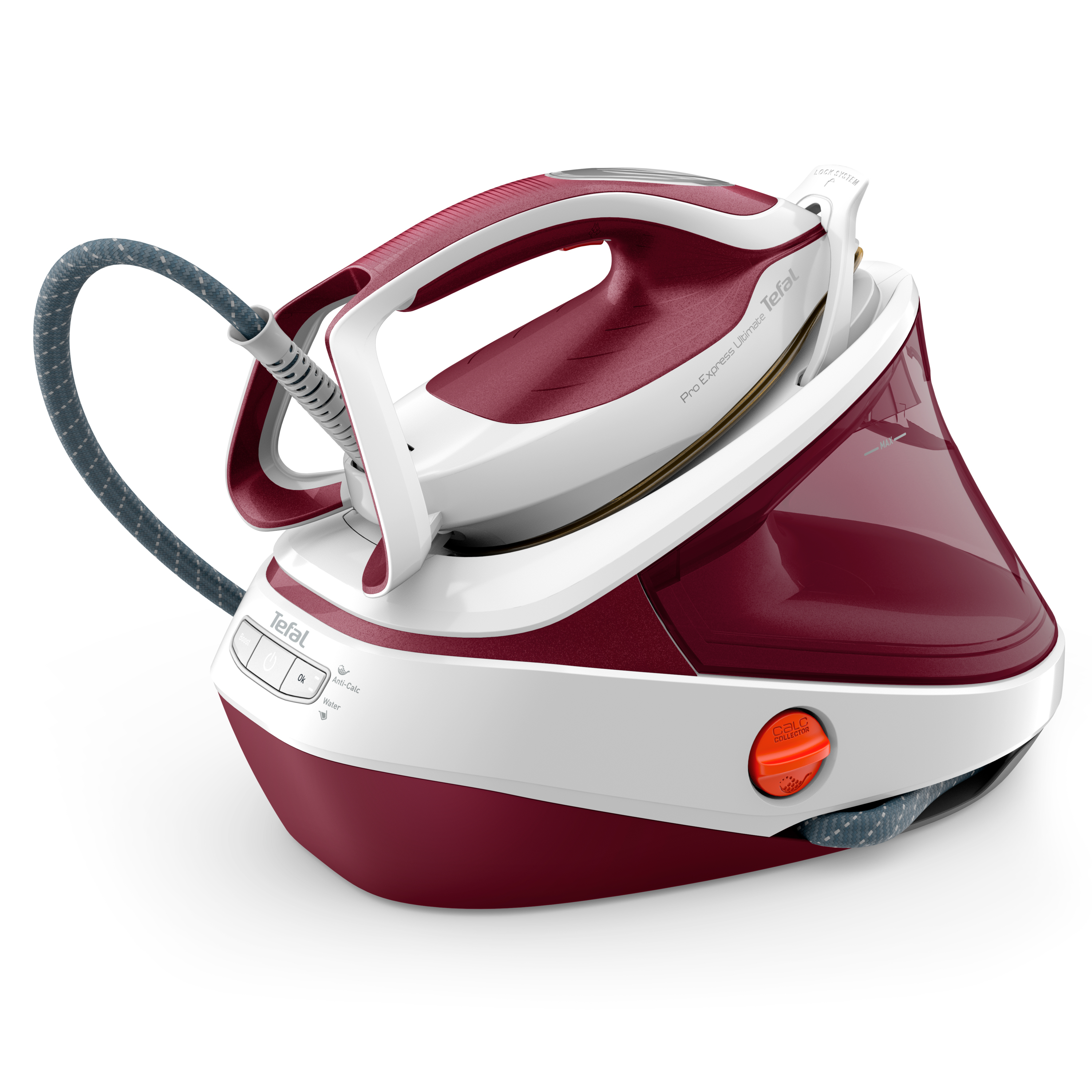 Tefal Pro Express Ultimate II GV9711 3000 W 1,2 L Durilium Airglide-sålplade Rød, Hvid