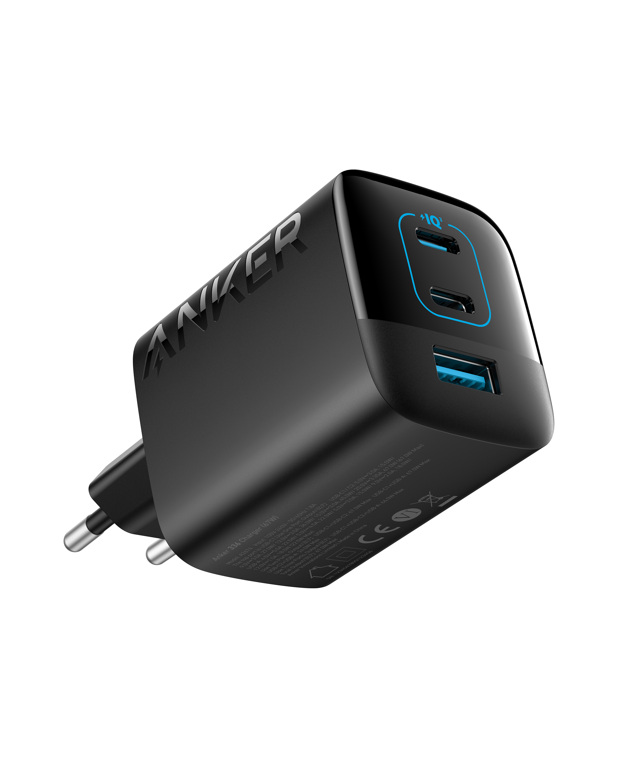 Anker 336 Charger (67W) Mobil computer, Mobiltelefon, Laptop, Strømbank, Smartphone, SmartWatch, Tablet, Ur, Wearables Sort USB Hurtig opladning Indendørs