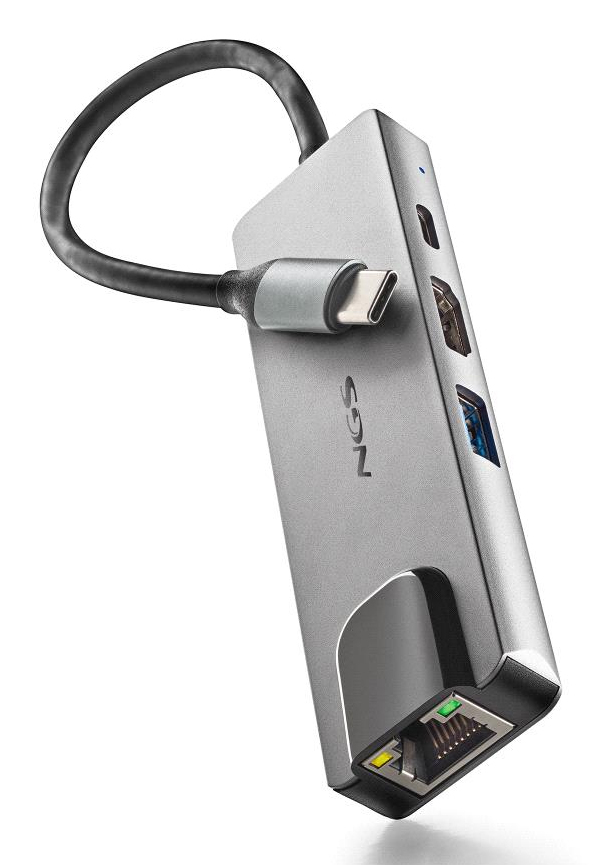 NGS NGS-HUB-0140 interface hub USB 2.0 Type-C 5000 Mbit/s Aluminium, Sort