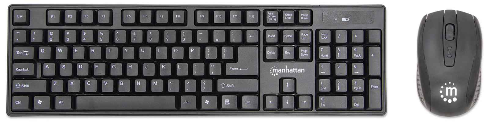 Manhattan 179492 tastatur Mus inkluderet Kontor RF trådløst QWERTY Tysk Sort