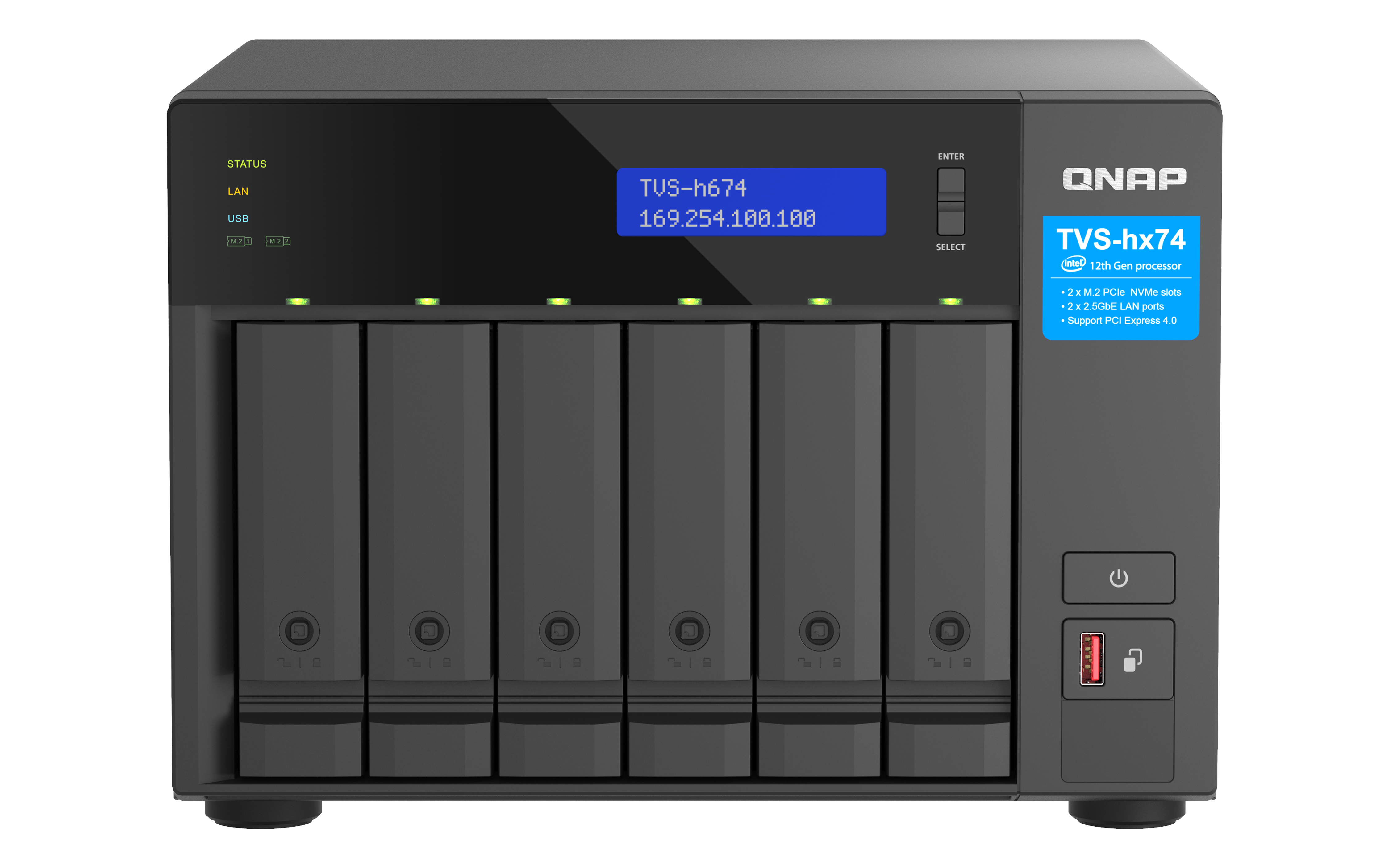 QNAP TVS-H674 NAS Tower Intel® Core™ i5 i5-12400 32 GB DDR4 0 TB QuTS hero Sort