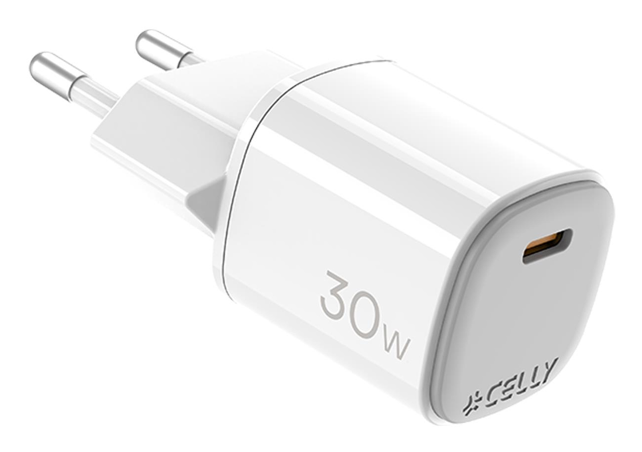 Celly UPTC1USBC30WWH oplader til mobil enhed Smartphone, Tablet, Telefon Hvid USB Indendørs