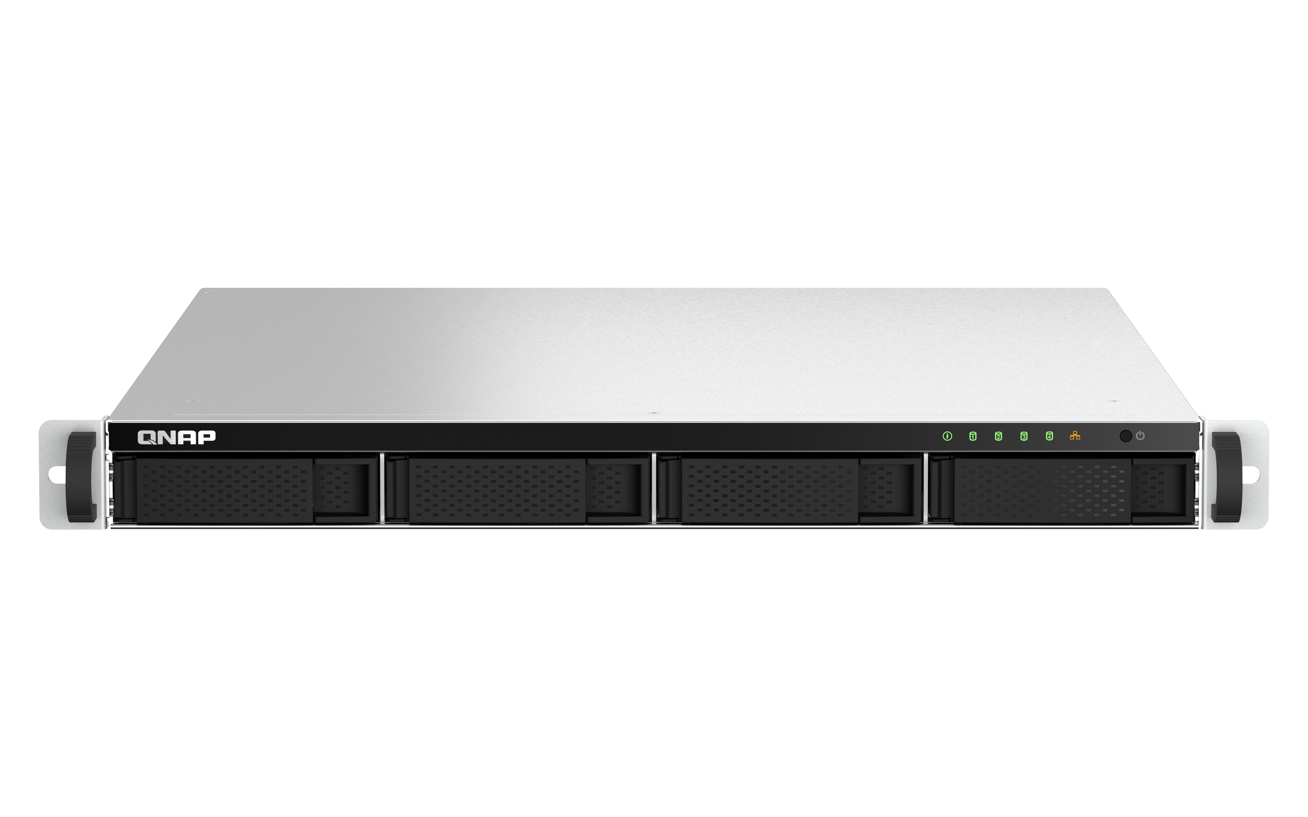 QNAP TS-464U-RP NAS Stativ (1U) Intel® Celeron® N5095 8 GB DDR4 0 TB QNAP Turbo System Aluminium, Sort