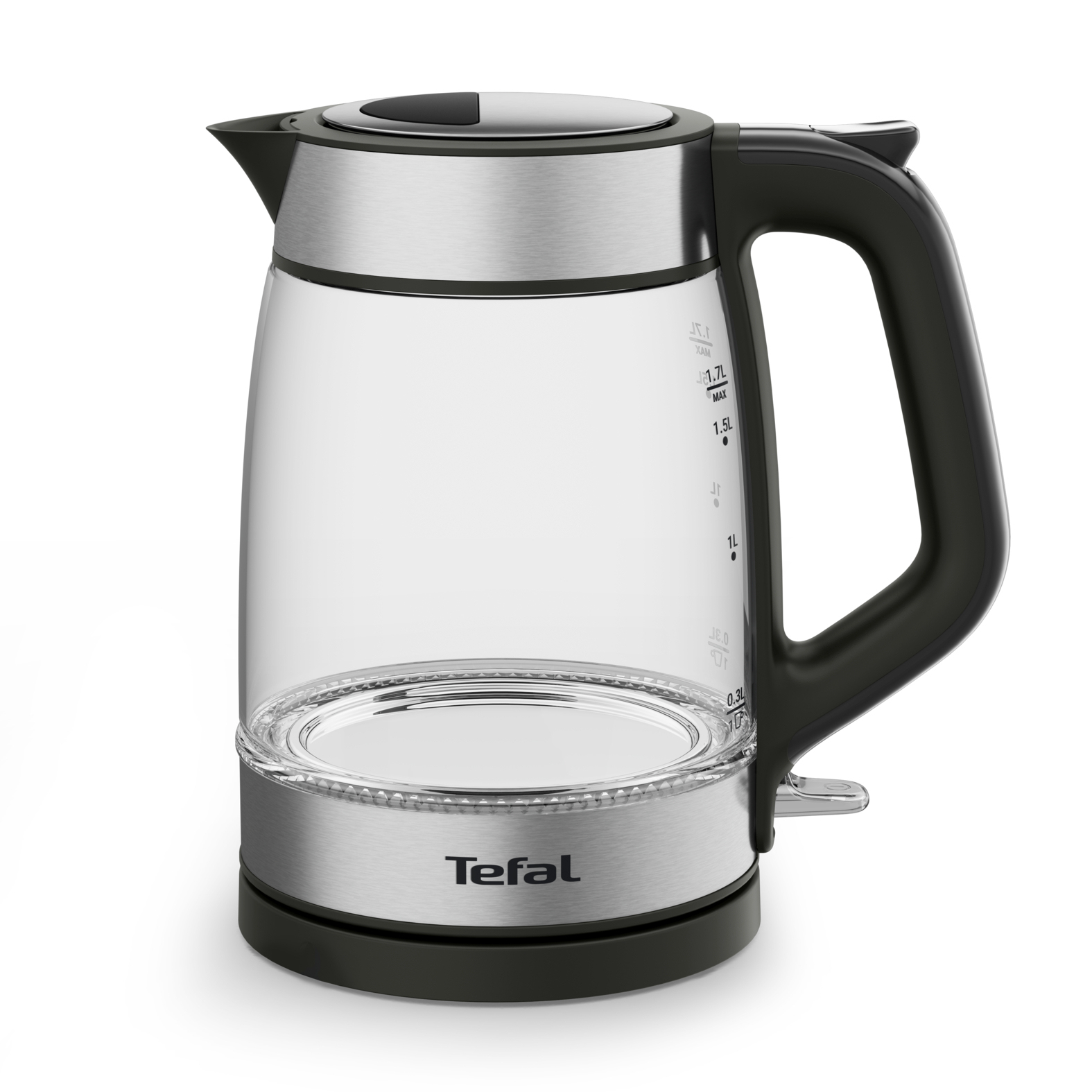 Tefal Glass Kettle KI605830 elkedel 1,7 L 2200 W Sort, Sølv, Transparent
