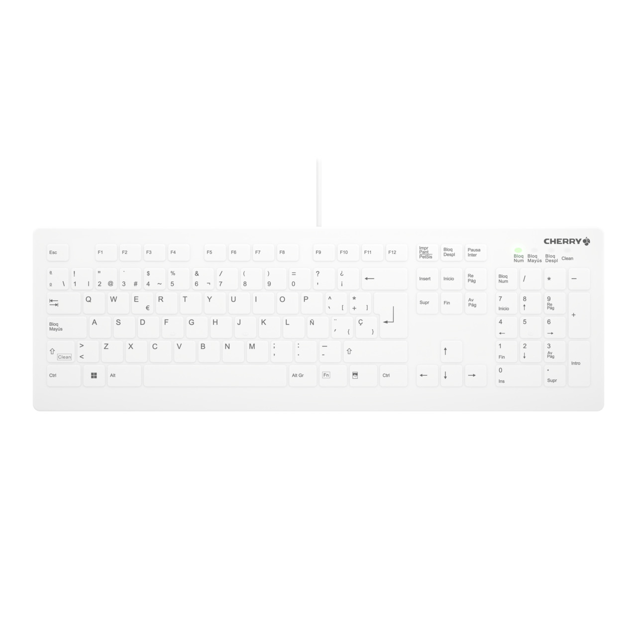 CHERRY AK-C8112 tastatur Medicinsk USB QWERTY Spansk Hvid