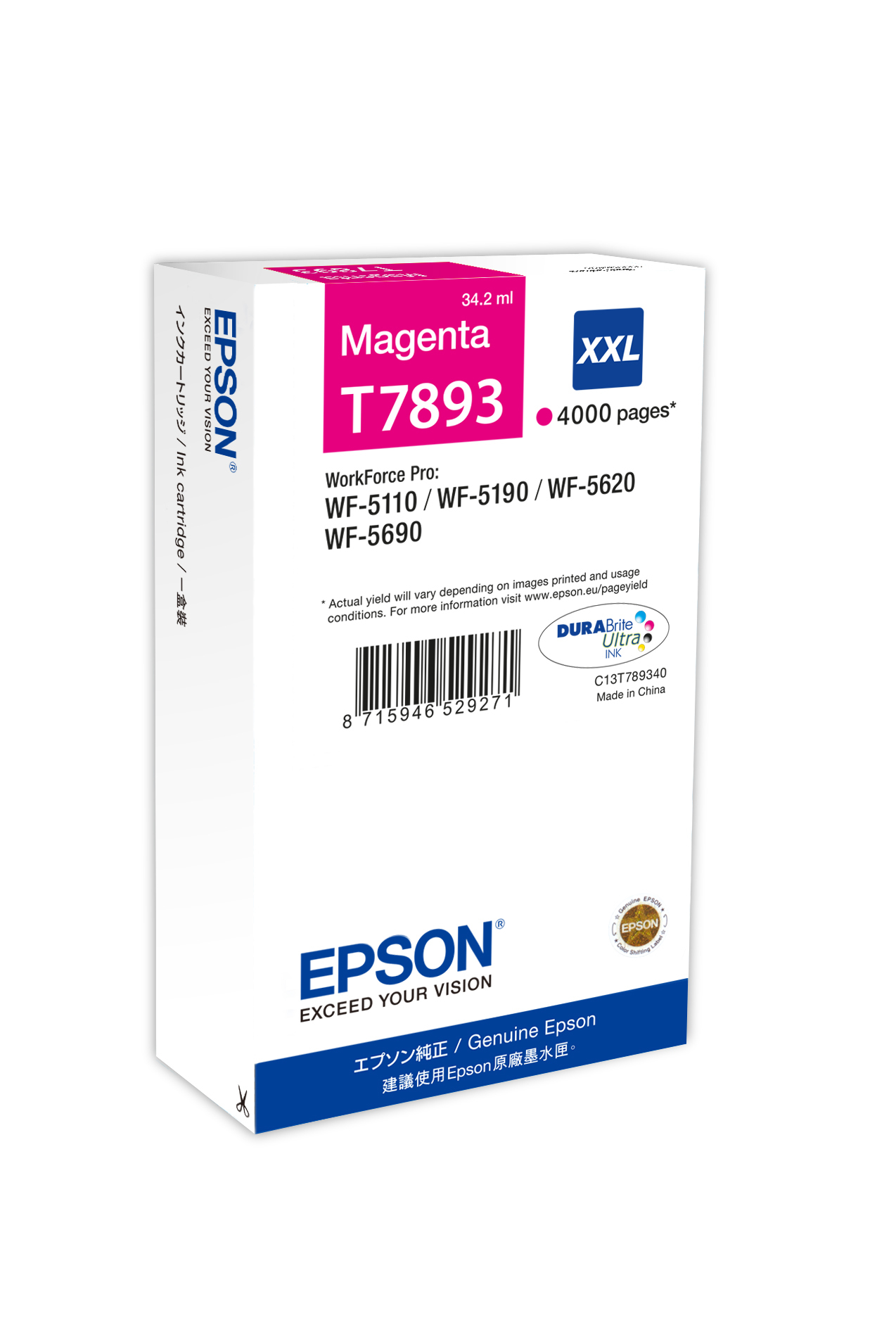 Epson T7893 blækpatron 1 stk Original Ekstra (Super) højt udbytte Magenta