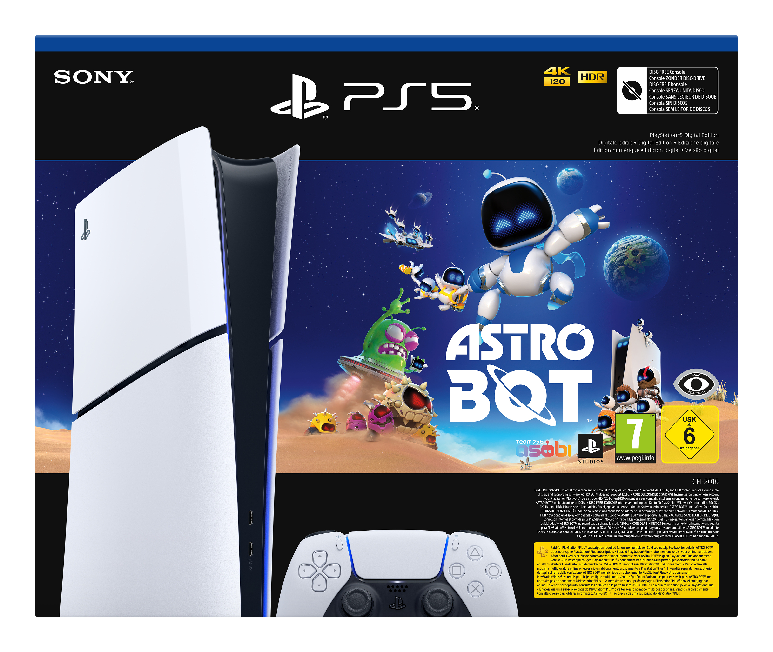 Sony PlayStation 5 Digital Edition Slim Astro Bot 1 TB Wi-Fi Sort, Hvid
