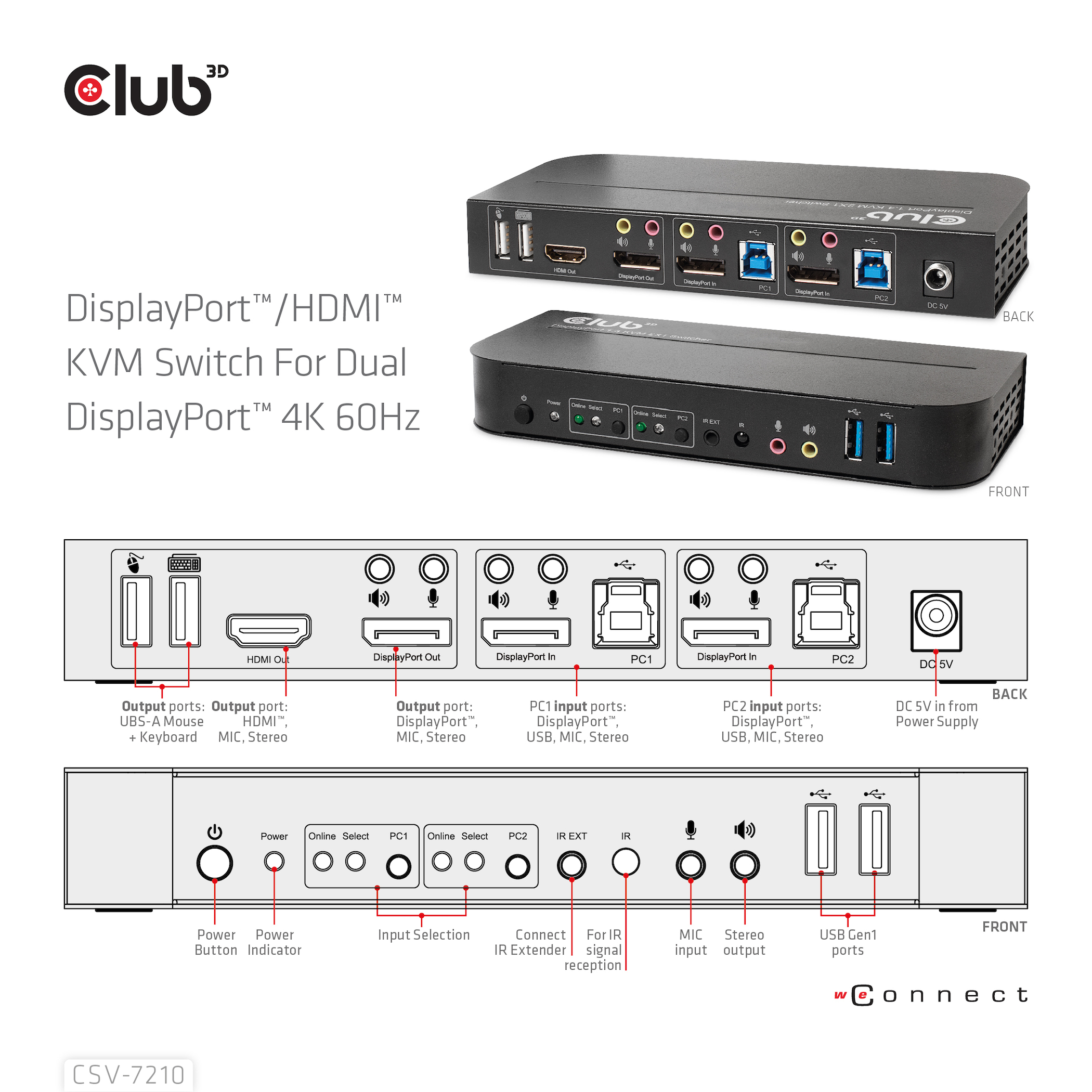 CLUB3D CSV-7210 KVM Switch Sort