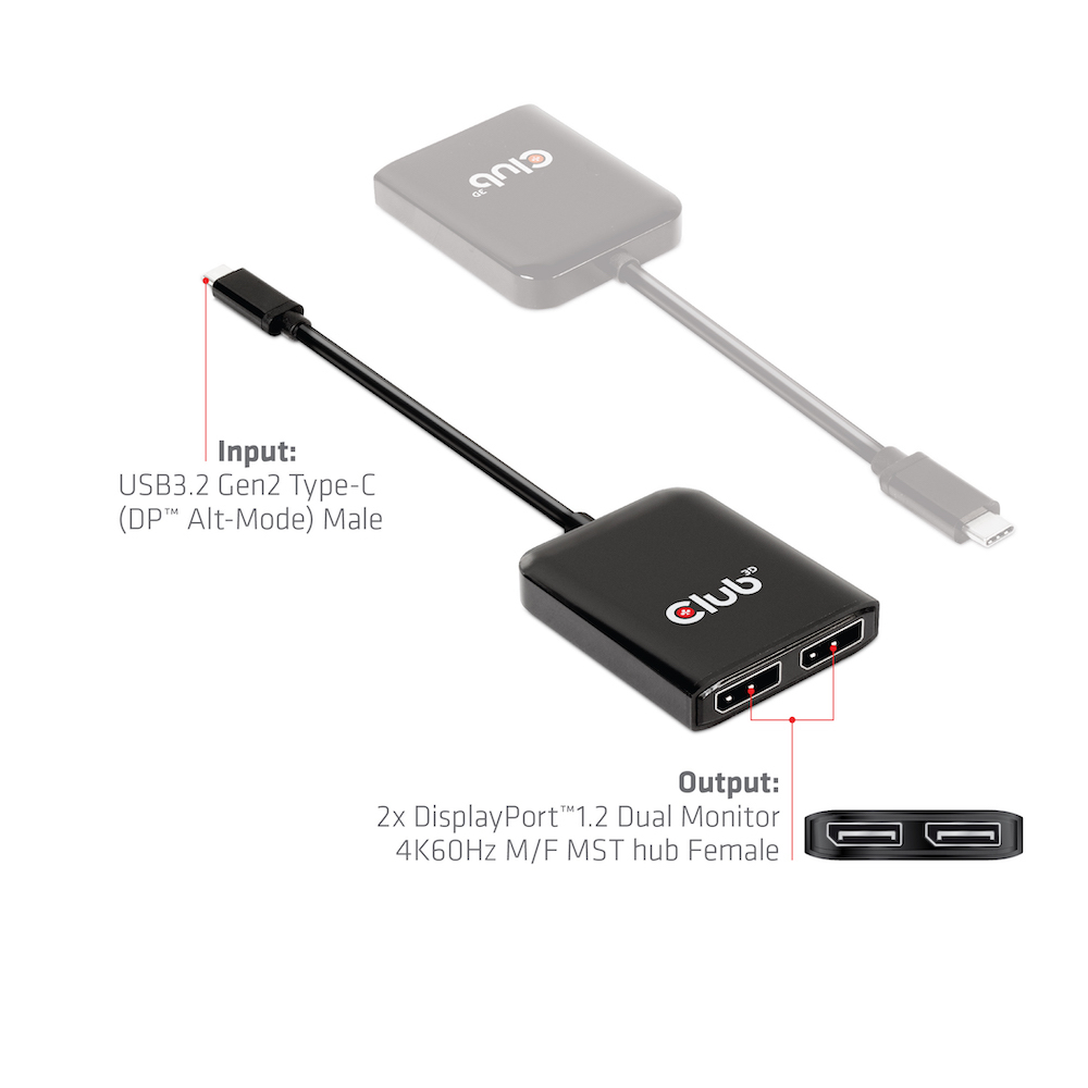 CLUB3D CSV-1555 videokabel adapter 1,5 m USB Type-C 2 x DisplayPort Sort