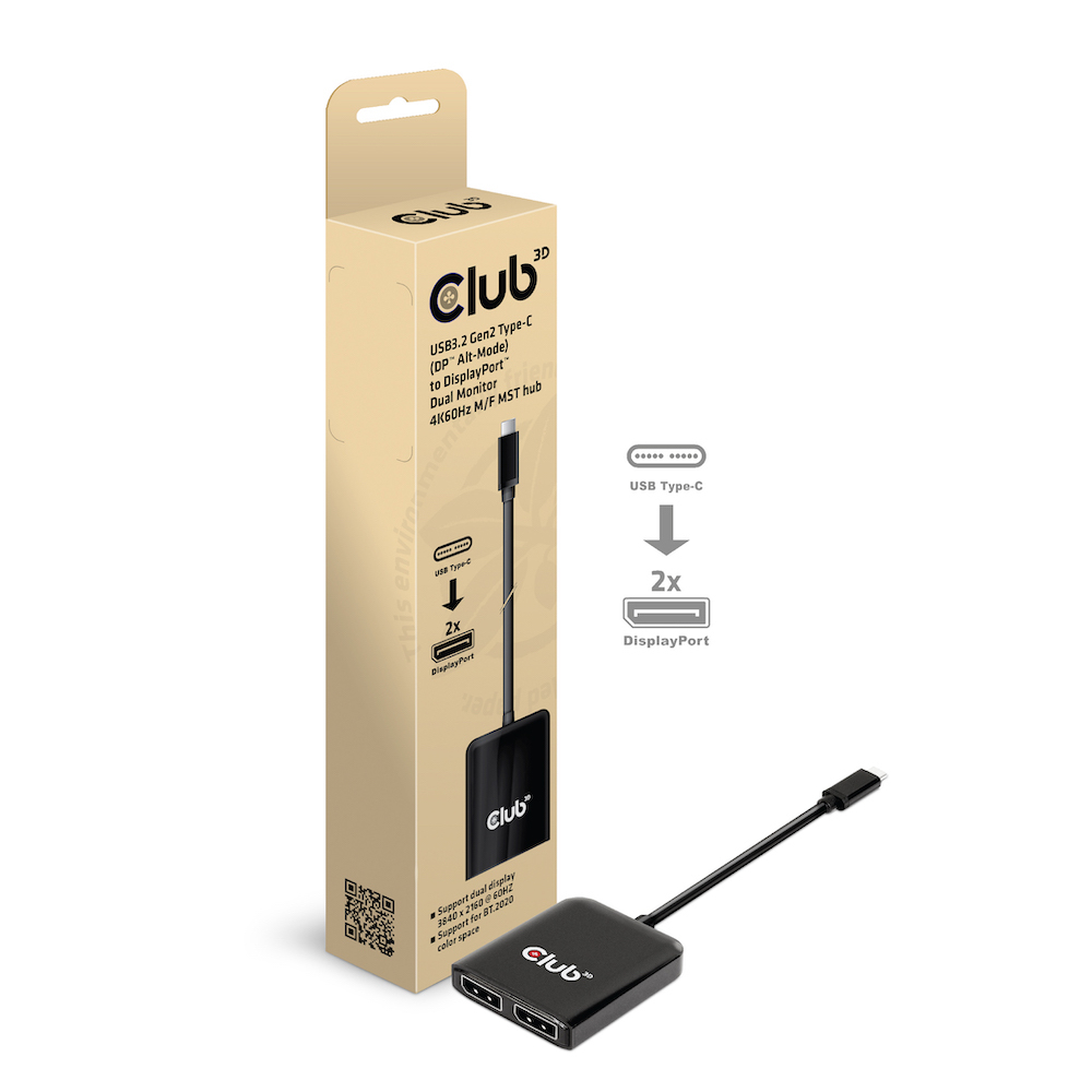 CLUB3D CSV-1555 videokabel adapter 1,5 m USB Type-C 2 x DisplayPort Sort