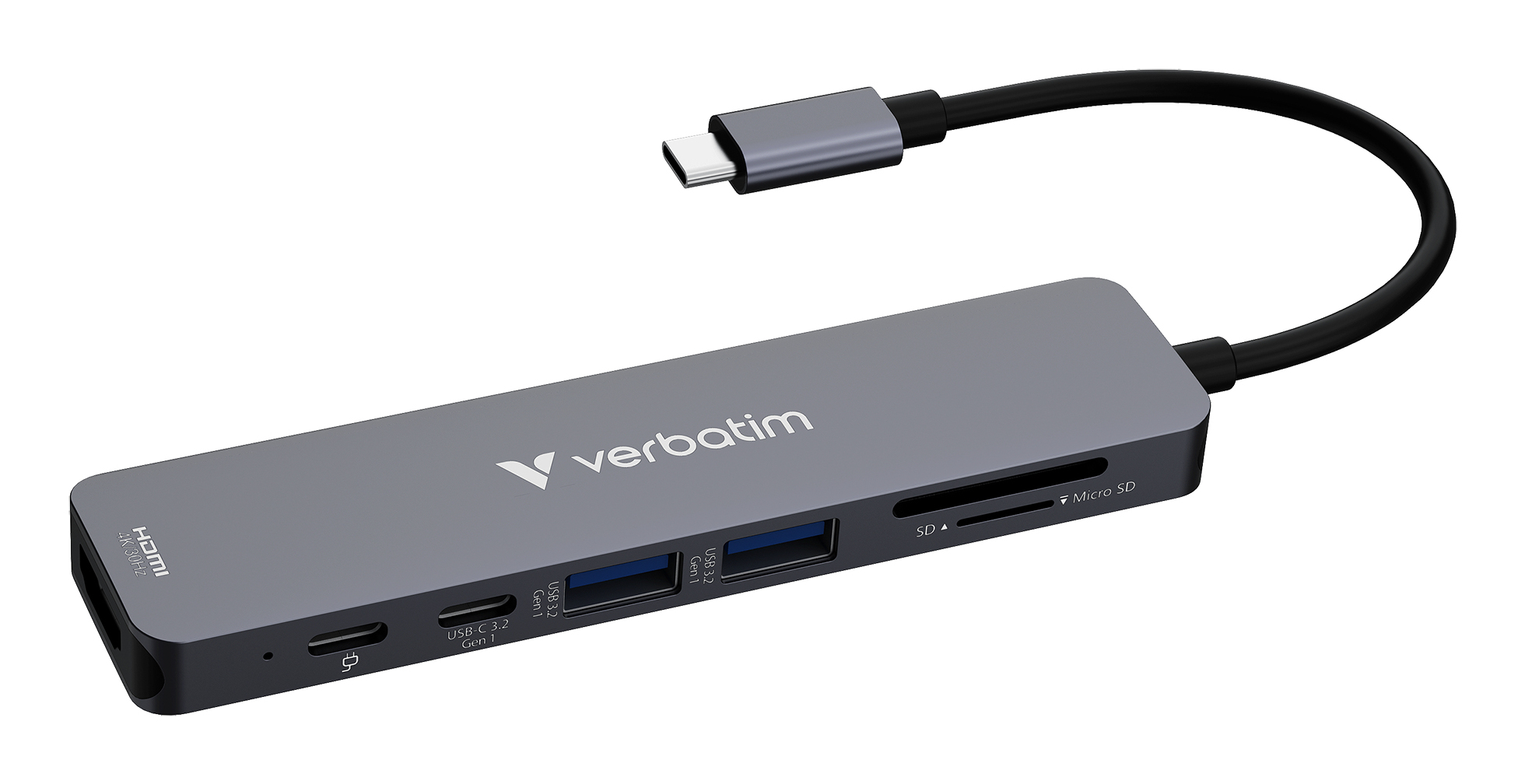 Verbatim 32158 interface hub USB 3.2 Gen 1 (3.1 Gen 1) Type-C 5000 Mbit/s Grå
