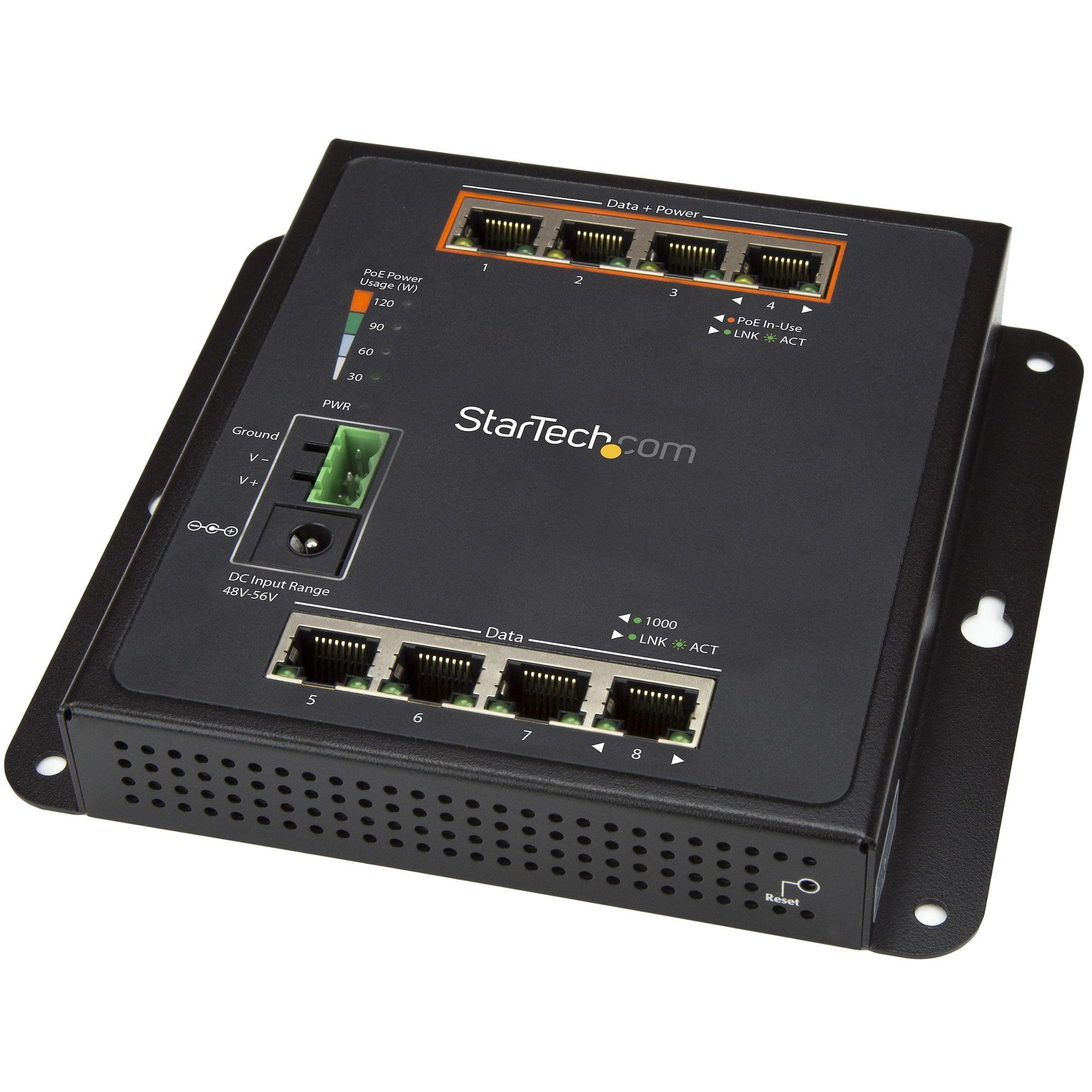 StarTech.com IES81GPOEW netværksswitch Administreret L2 Gigabit Ethernet (10/100/1000) Strøm over Ethernet (PoE) Sort