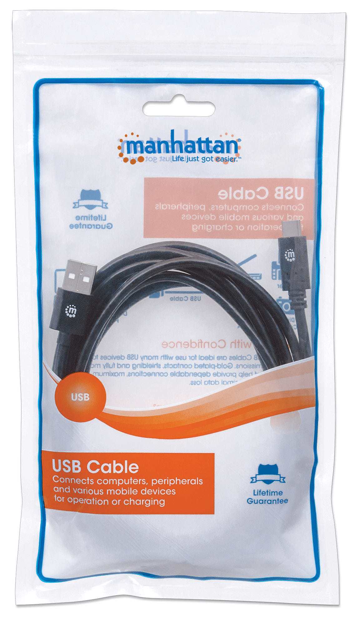 Manhattan 354936 USB-kabel USB 2.0 3 m USB C USB A Sort