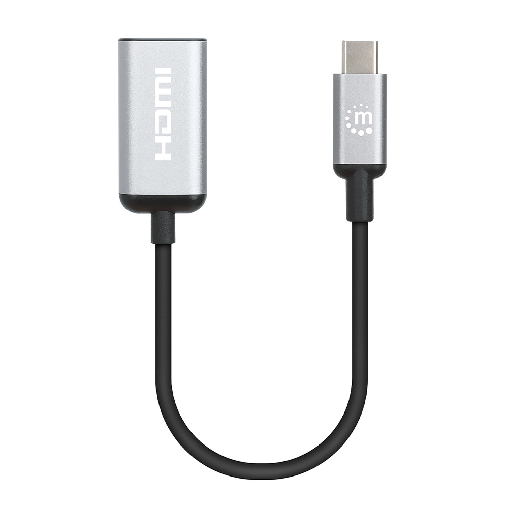 Manhattan 153706 videokabel adapter 0,15 m USB Type-C HDMI Type A (Standard) Sort, Sølv