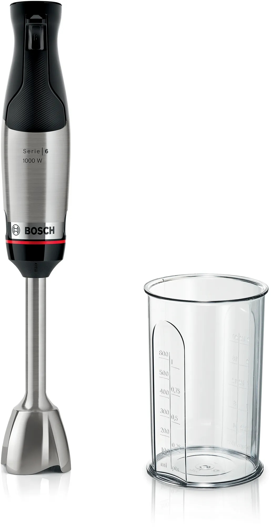 Bosch Serie 6 MSM6M610 blender Nedsænkning blender 1000 W Sort, Rustfrit stål