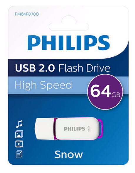 Philips FM64FD70B USB-nøgle 64 GB USB Type-A 2.0 Lilla, Hvid