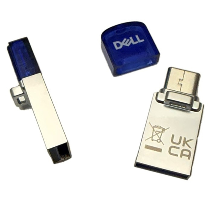 DELL AD564595 USB-nøgle 128 GB USB Type-A / USB Type-C 3.2 Gen 1 (3.1 Gen 1) Blå, Sølv