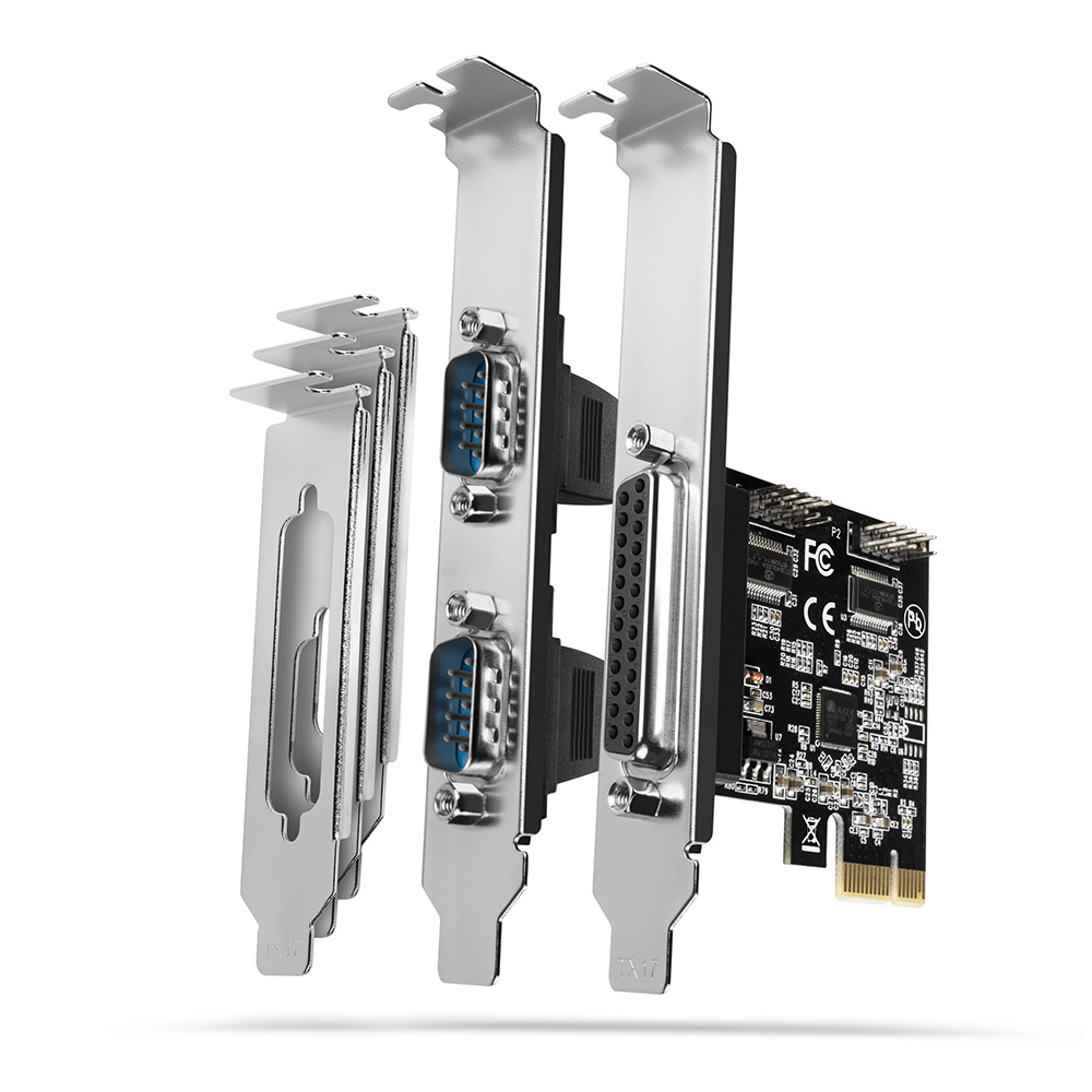 Axagon PCEA-PSN PCIe-Adapter mit 1x Parallel-+ 2x Seriell-Ports - ASIX AX99100 interface-kort/adapter Intern Parallel, RS-232