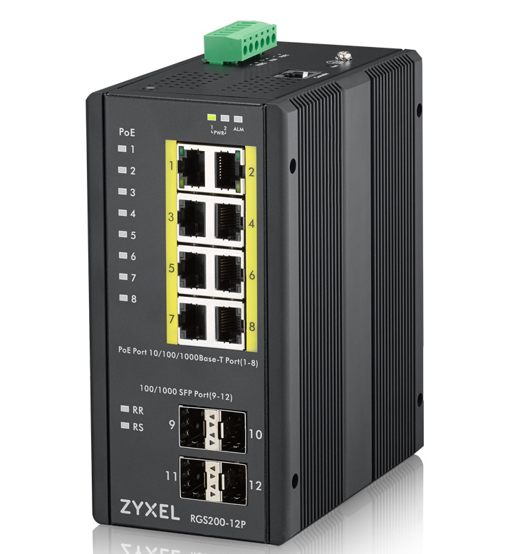 Zyxel RGS200-12P Administreret L2 Gigabit Ethernet (10/100/1000) Strøm over Ethernet (PoE) Sort