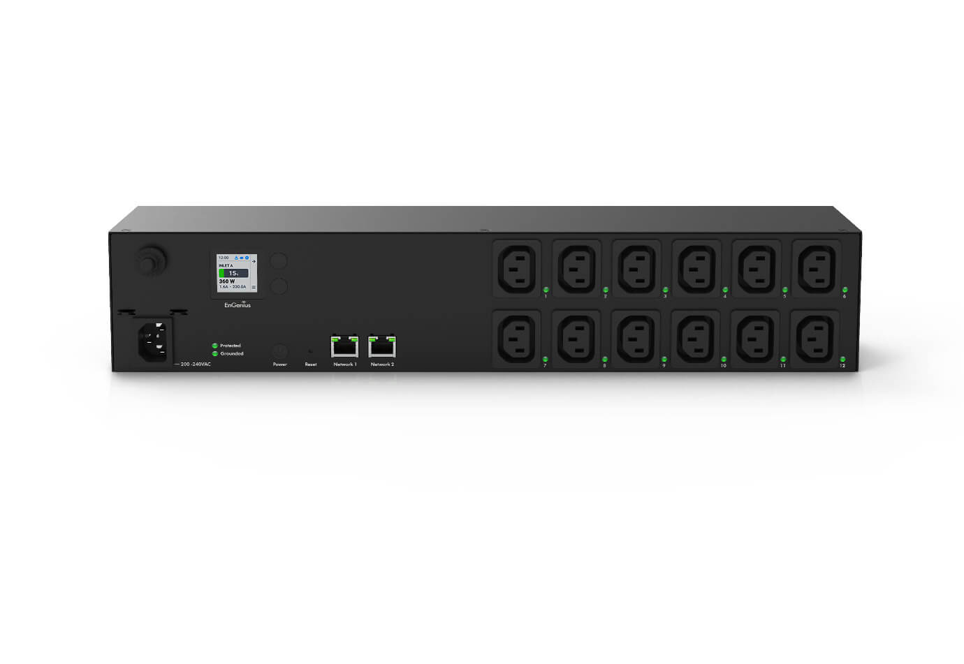 EnGenius ECP212-INT strømforsyningsenhed (PDU) 12 AC stikkontakt(er) 2U Sort