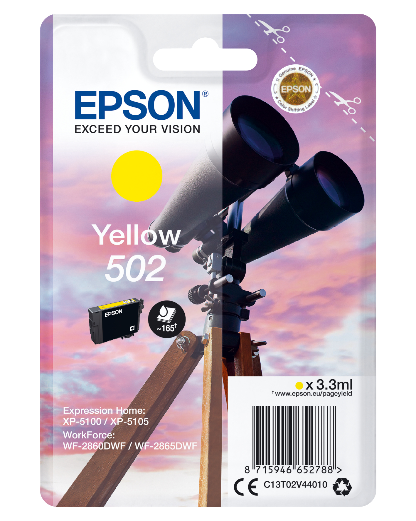 Epson 502 blækpatron 1 stk Original Standard udbytte Gul