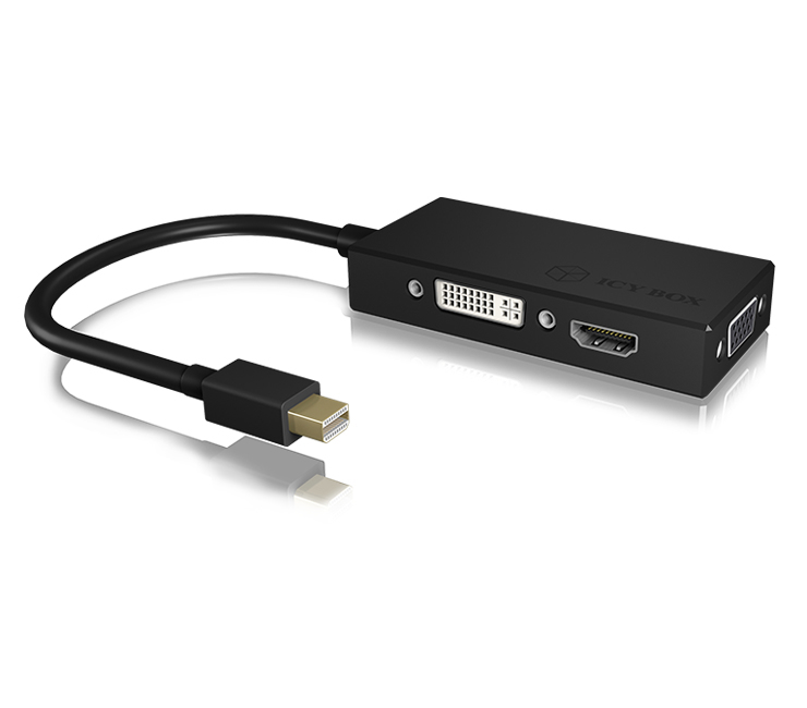 ICY BOX IB-AC1032 Mini DisplayPort DVI-D + VGA (D-Sub) + HDMI Sort