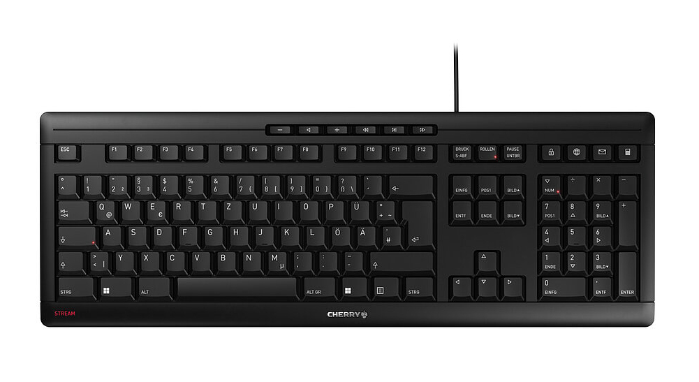 CHERRY STREAM tastatur Hjemme/kontor USB QWERTY Portugisisk Sort, Grå
