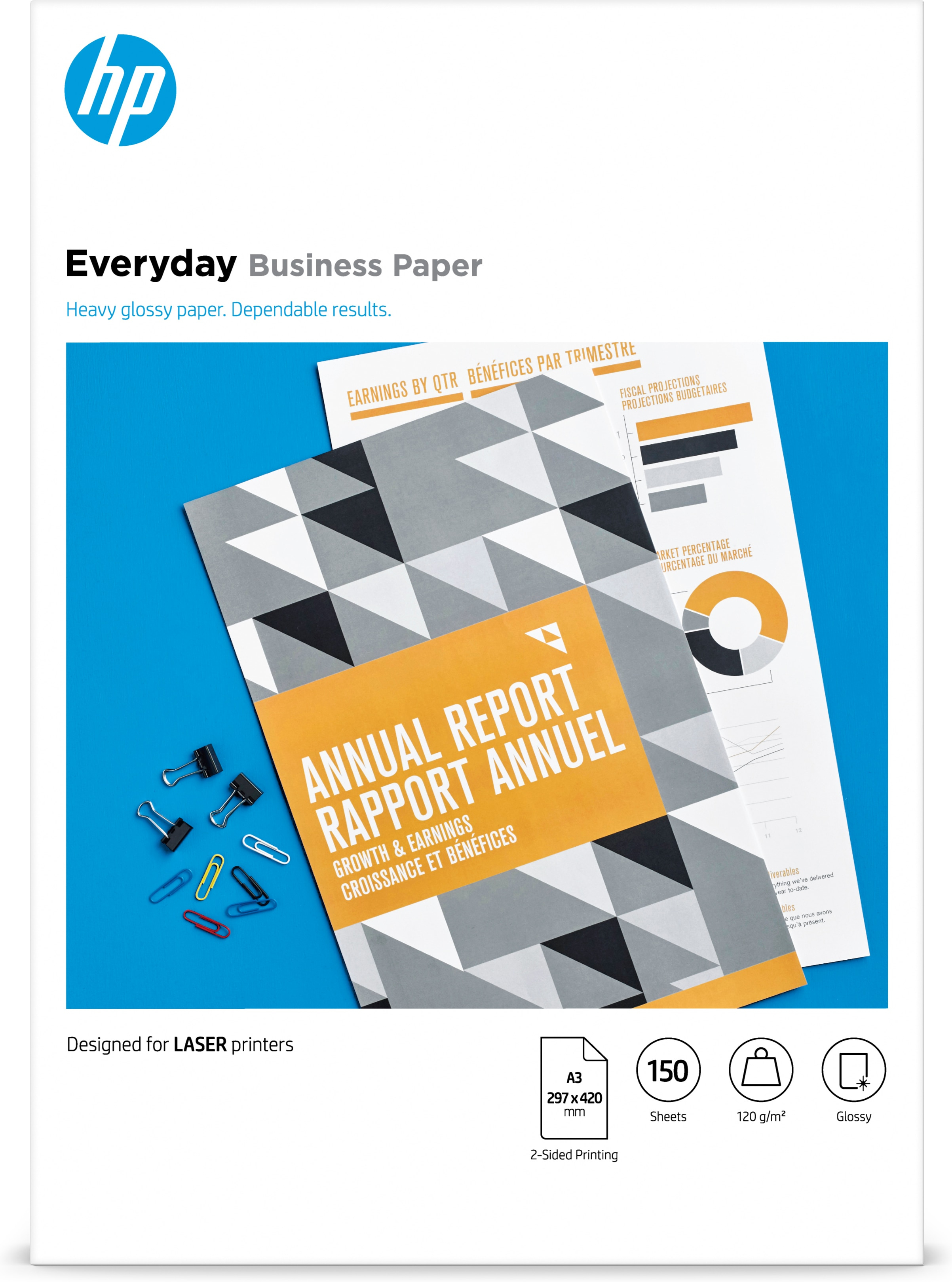 HP Everyday Business-papir, blankt, 120 g/m2, A3 (297 x 420 mm), 150 ark