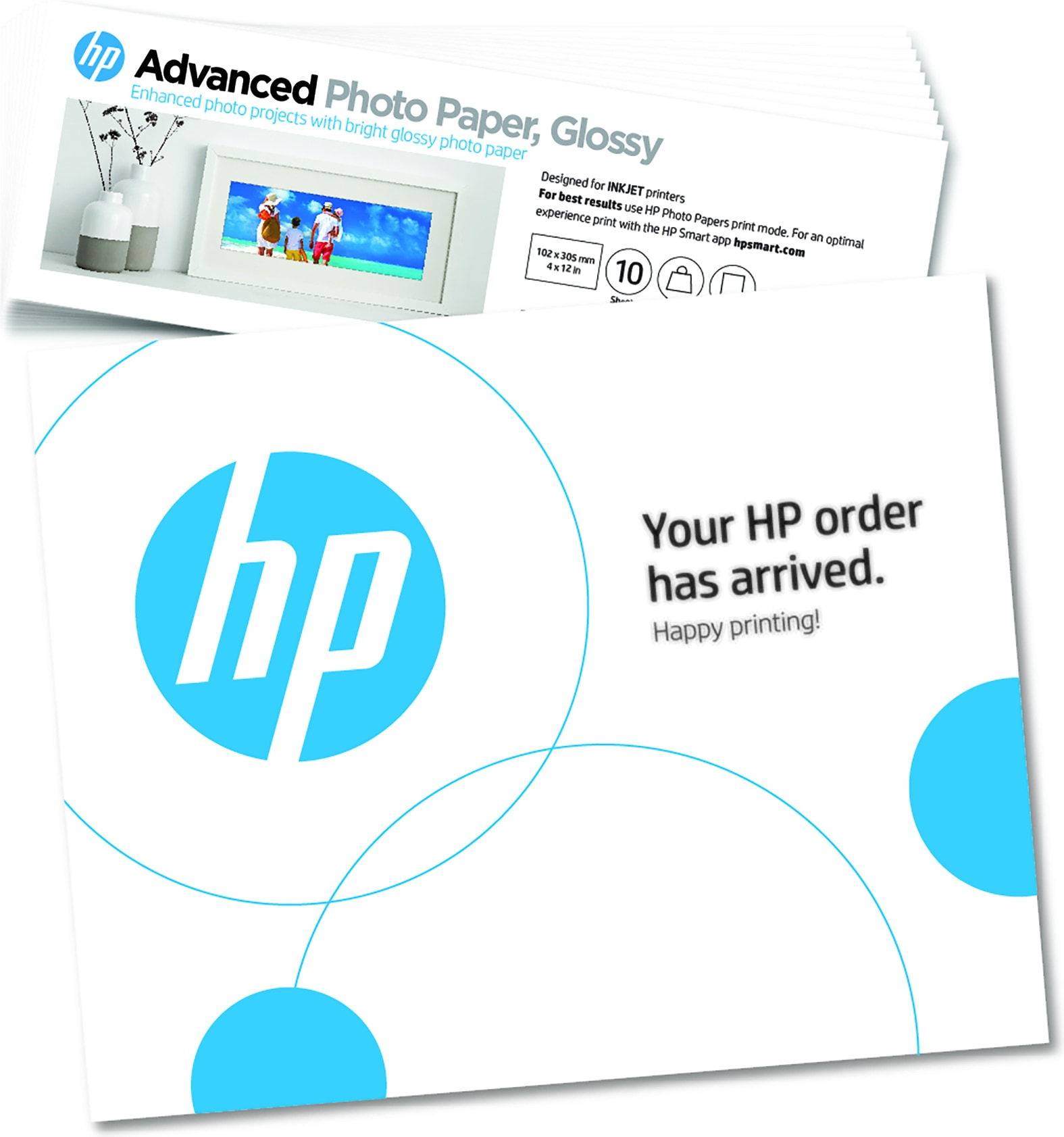 HP Advanced Photo-papir, blankt, 65 pund, 4 x 12" (101 x 305 mm), 10 ark