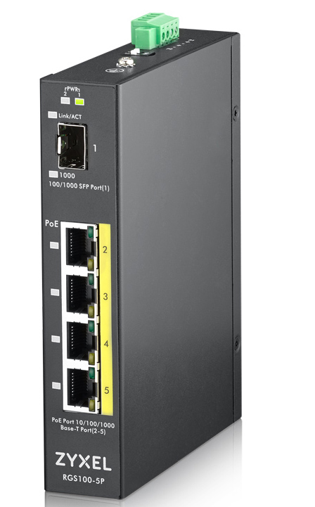 Zyxel RGS100-5P Ikke administreret L2 Gigabit Ethernet (10/100/1000) Strøm over Ethernet (PoE) Sort