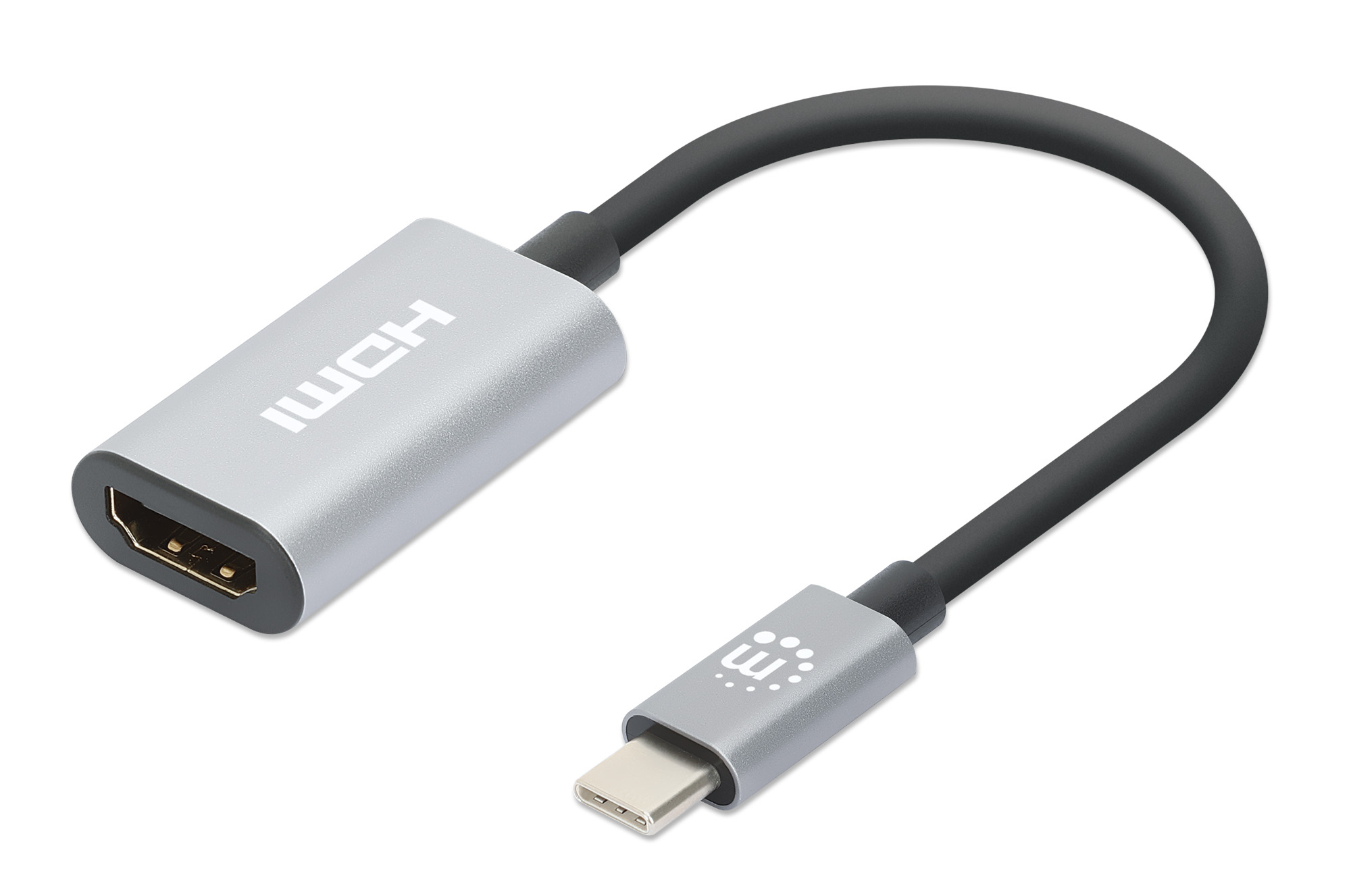 Manhattan 153973 videokabel adapter 0,11 m USB Type-C HDMI Grå