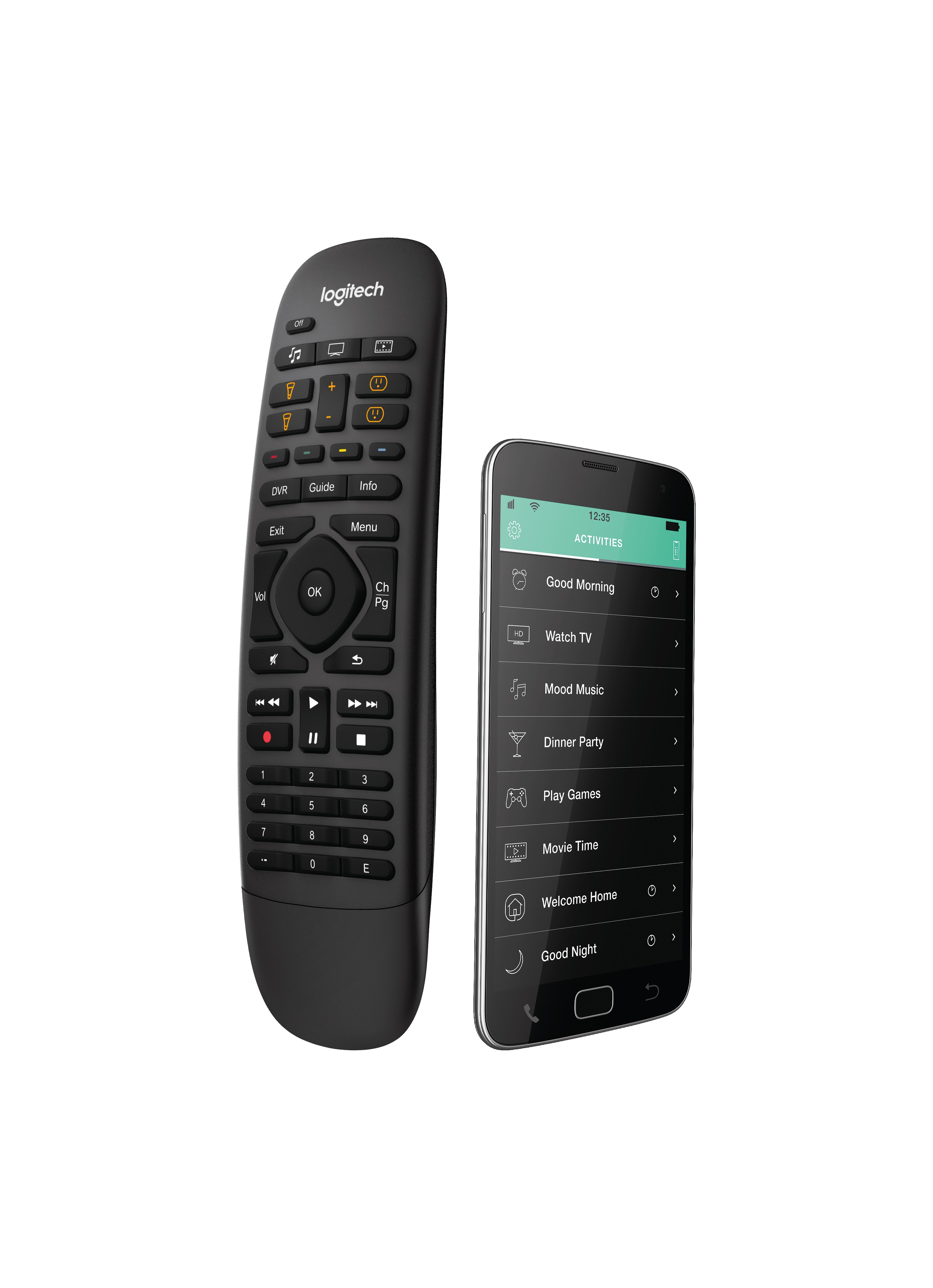 Logitech Harmony® Companion fjernbetjening IR trådløs/Wi-Fi Lyd, DVR, Spillekonsol, Hjemmebiografsystem, PC, Smartphone, TV, Tablet Tryk på knapper