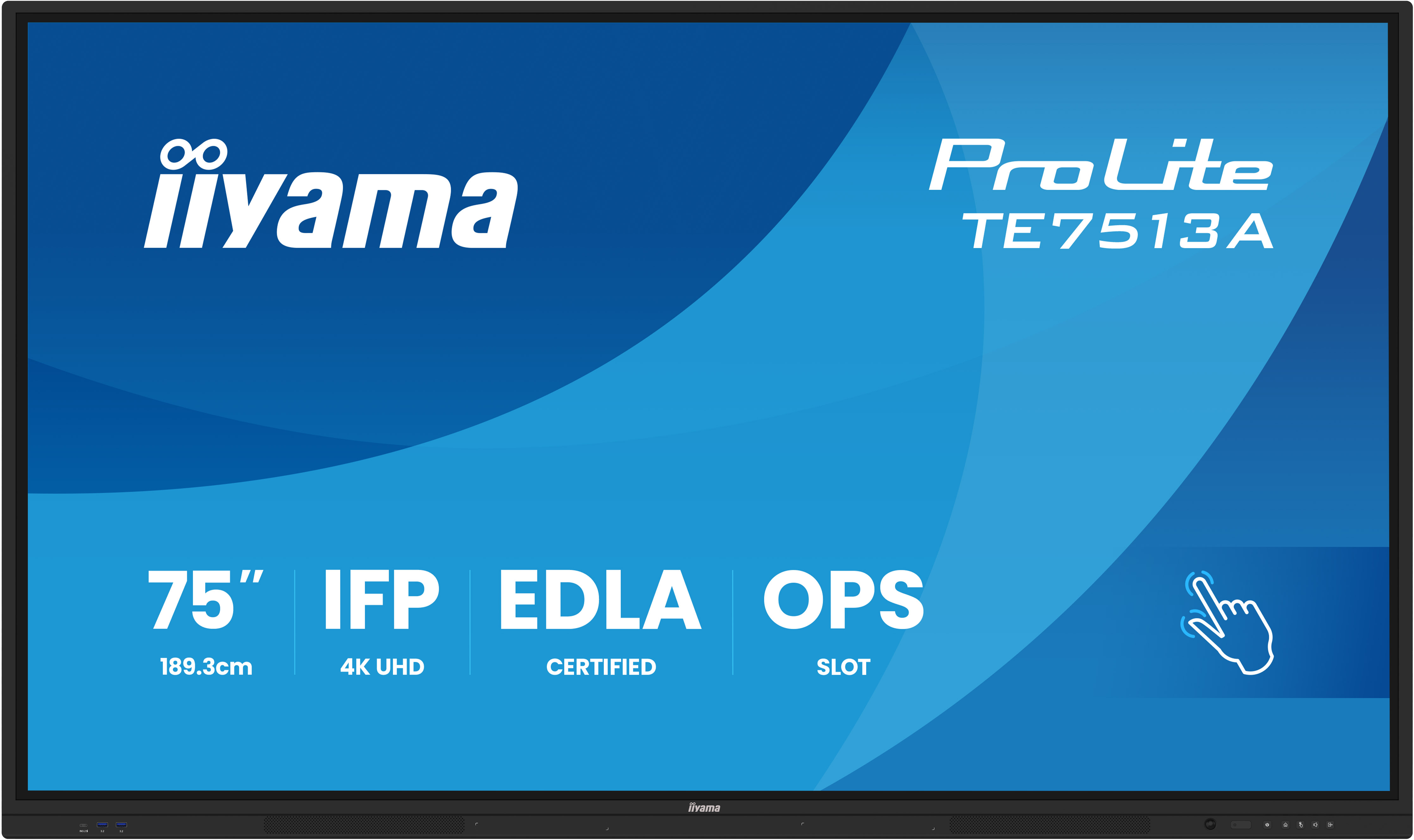 iiyama TE7513A-B3AG skilte display Interaktivt fladpanel 190,5 cm (75") LCD Wi-Fi 500 cd/m² 4K Ultra HD Sort Berøringsskærm Indbygget processer Android 24/7