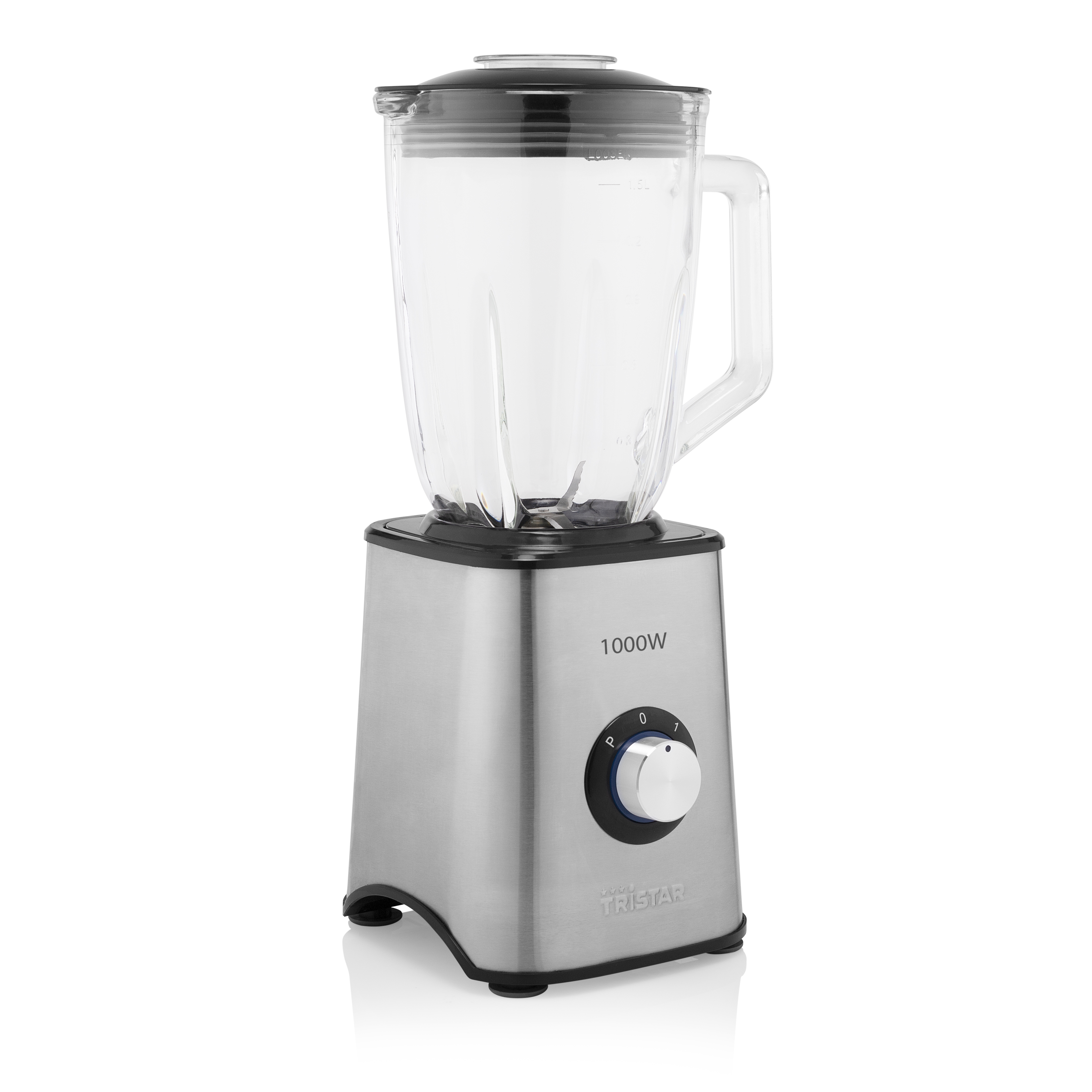 Tristar BL-4471 blender 1,5 L Bordplade blender 1000 W Sort, Rustfrit stål, Transparent
