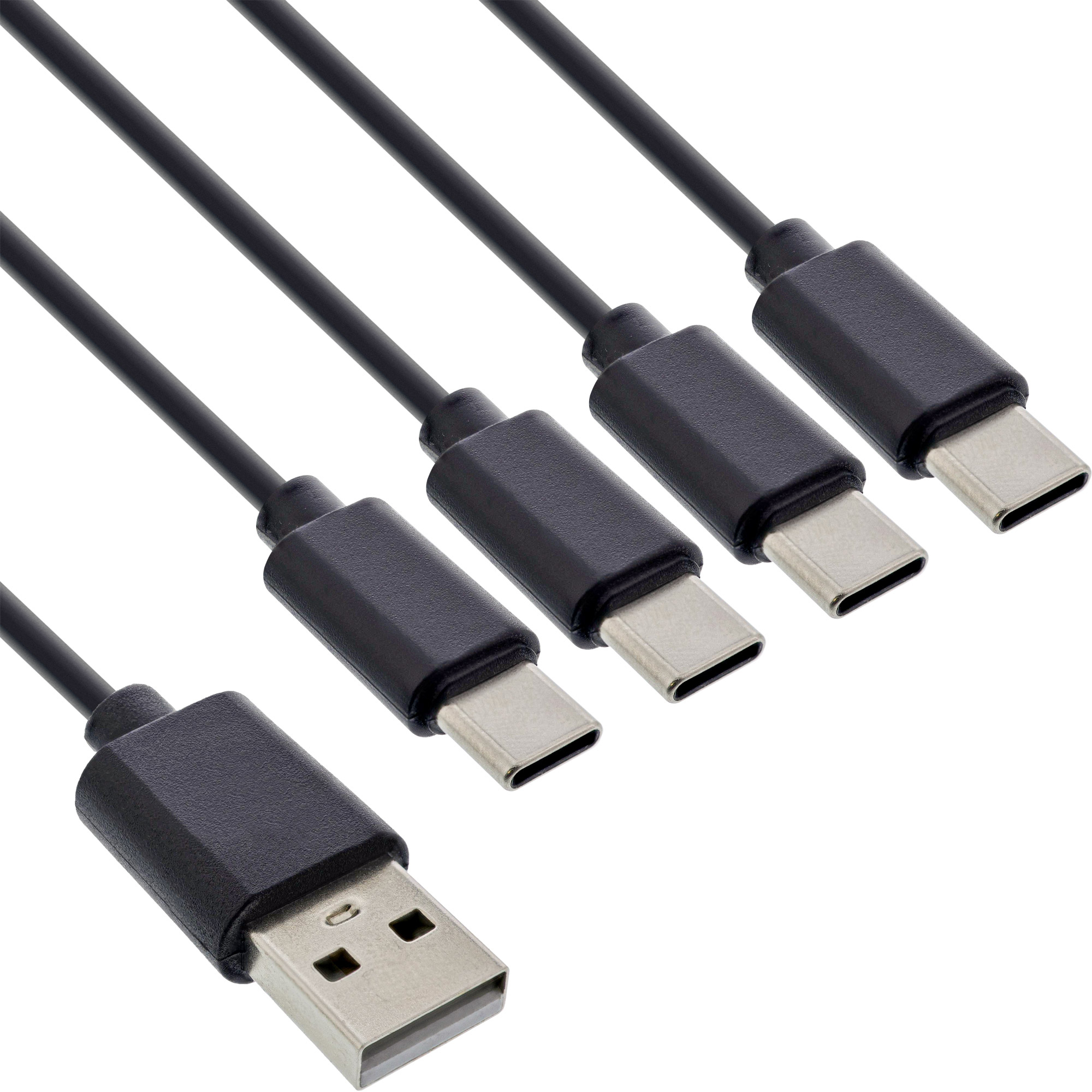 InLine 35146 USB-kabel USB 2.0 0,5 m USB A 4 x USB-C Sort