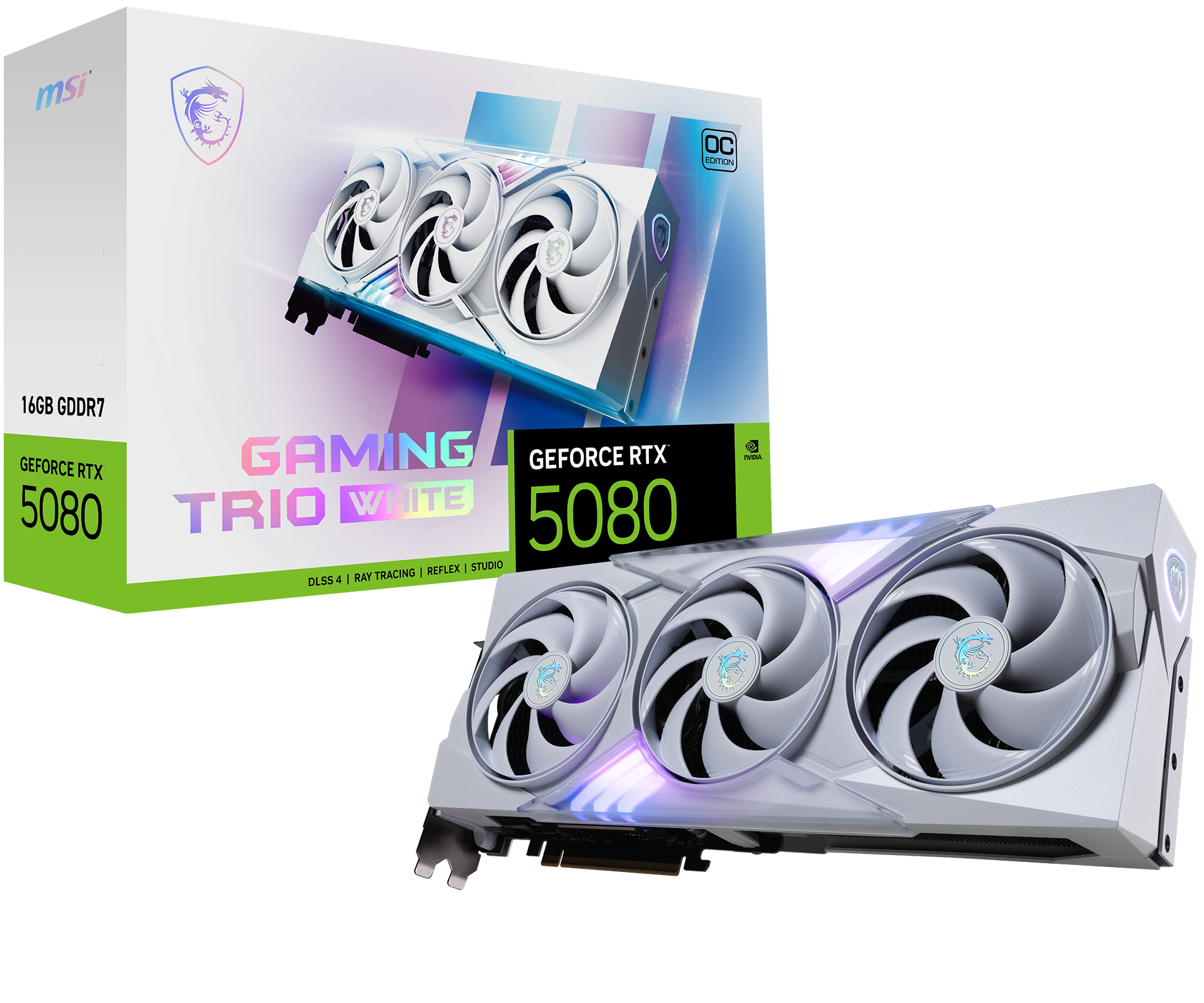 MSI GAMING GEFORCE RTX 5080 16G TRIO OC WHITE grafikkort NVIDIA 16 GB GDDR7