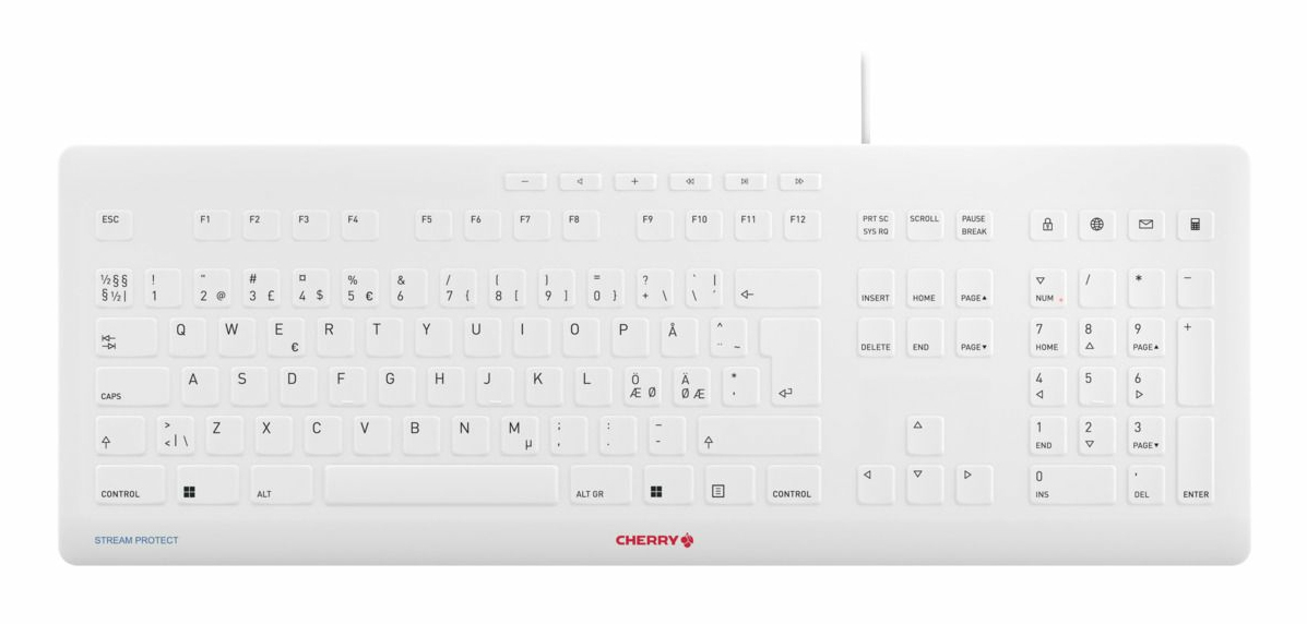 Contour Design JK-8502PN-0 tastatur Universel USB QWERTY Nordisk Hvid