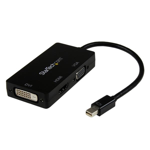 StarTech.com MDP2VGDVHD videokabel adapter 0,15 m Mini DisplayPort DVI-D + VGA (D-Sub) + HDMI Sort