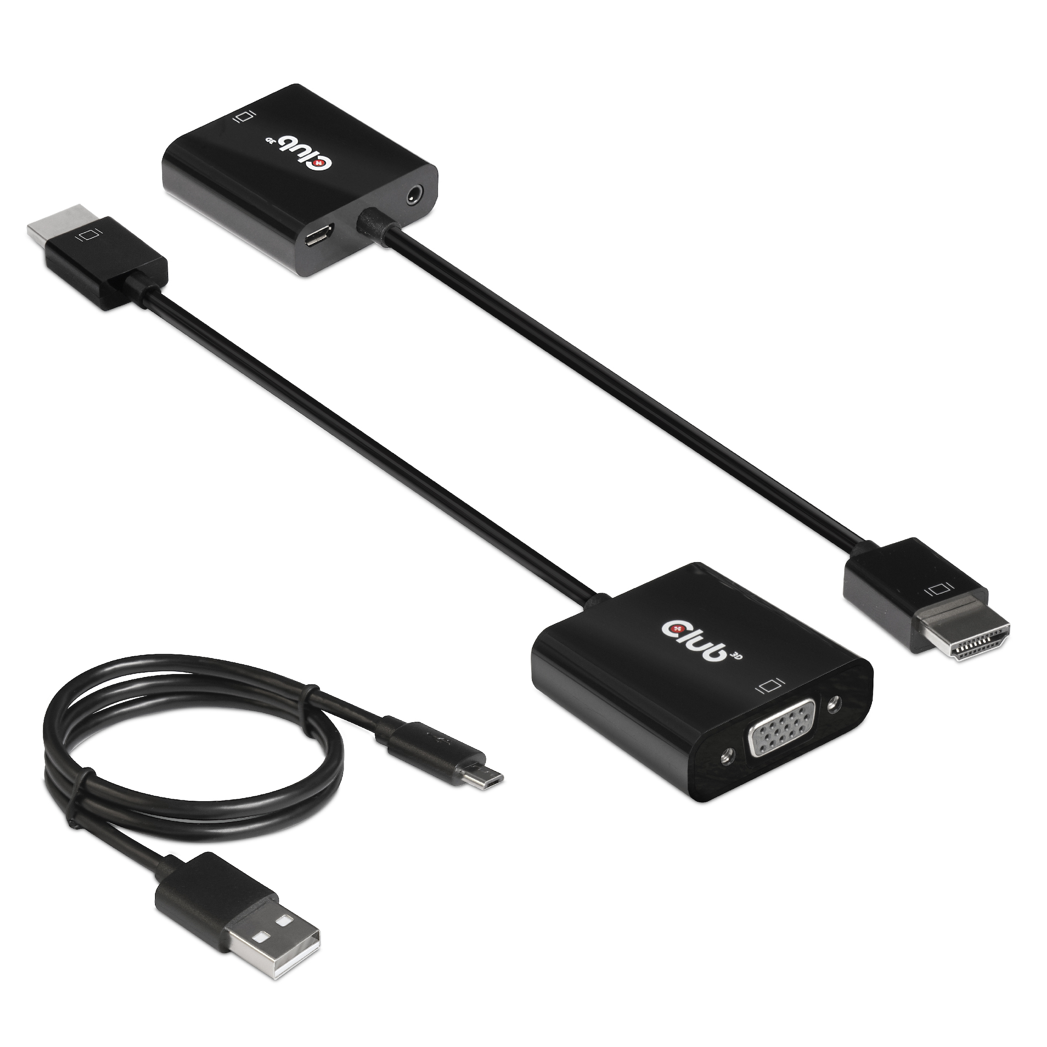CLUB3D CAC-1302 videokabel adapter 0,5 m HDMI Type A (Standard) VGA (D-Sub) Sort