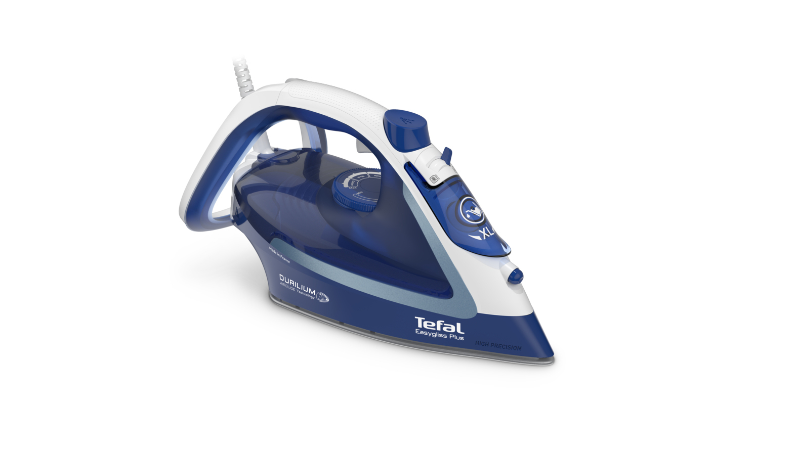 Tefal EasyGliss Plus FV5735 strygejern Tør & dampstrygejern Durilium strygesål 2500 W Blå, Hvid