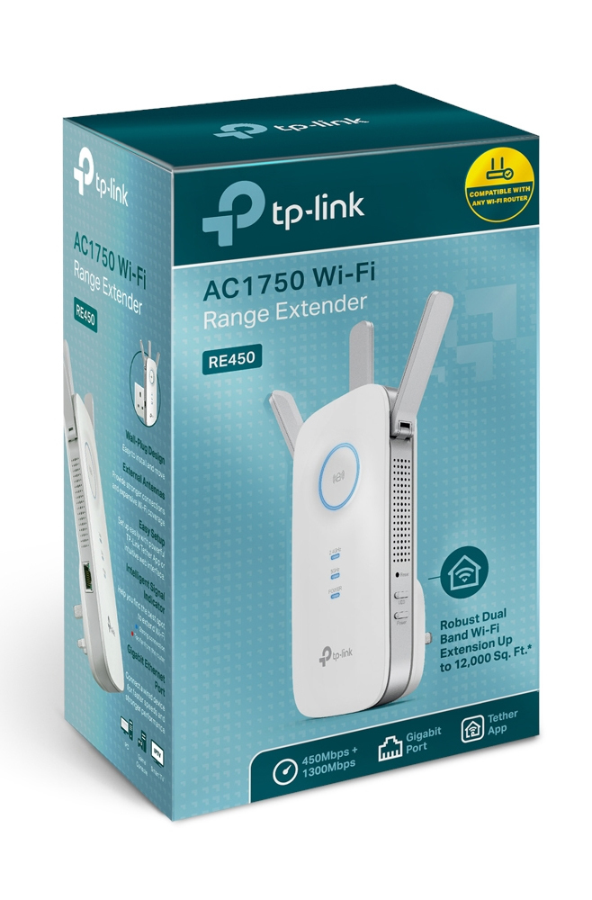 TP-Link RE450 Netværksgentager Hvid 10, 100, 1000 Mbit/s
