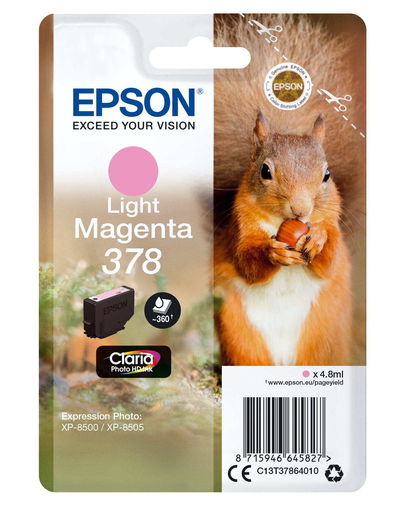 Epson Squirrel C13T37864010 blækpatron 1 stk Original Standard udbytte Lys magenta