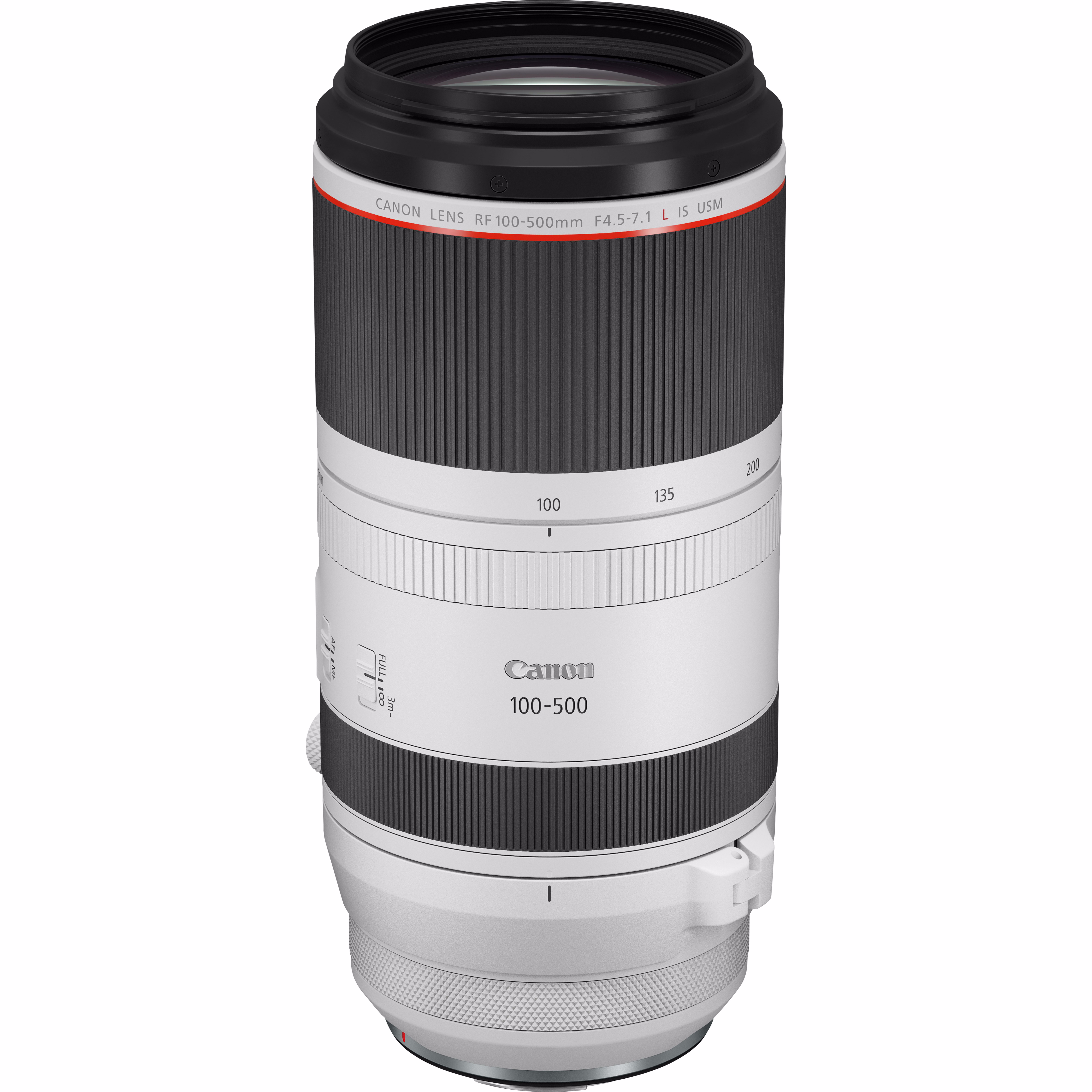 Canon RF 100-500mm F4.5-7.1L IS USM SLR Telefoto zoomobjektiv Sort, Hvid