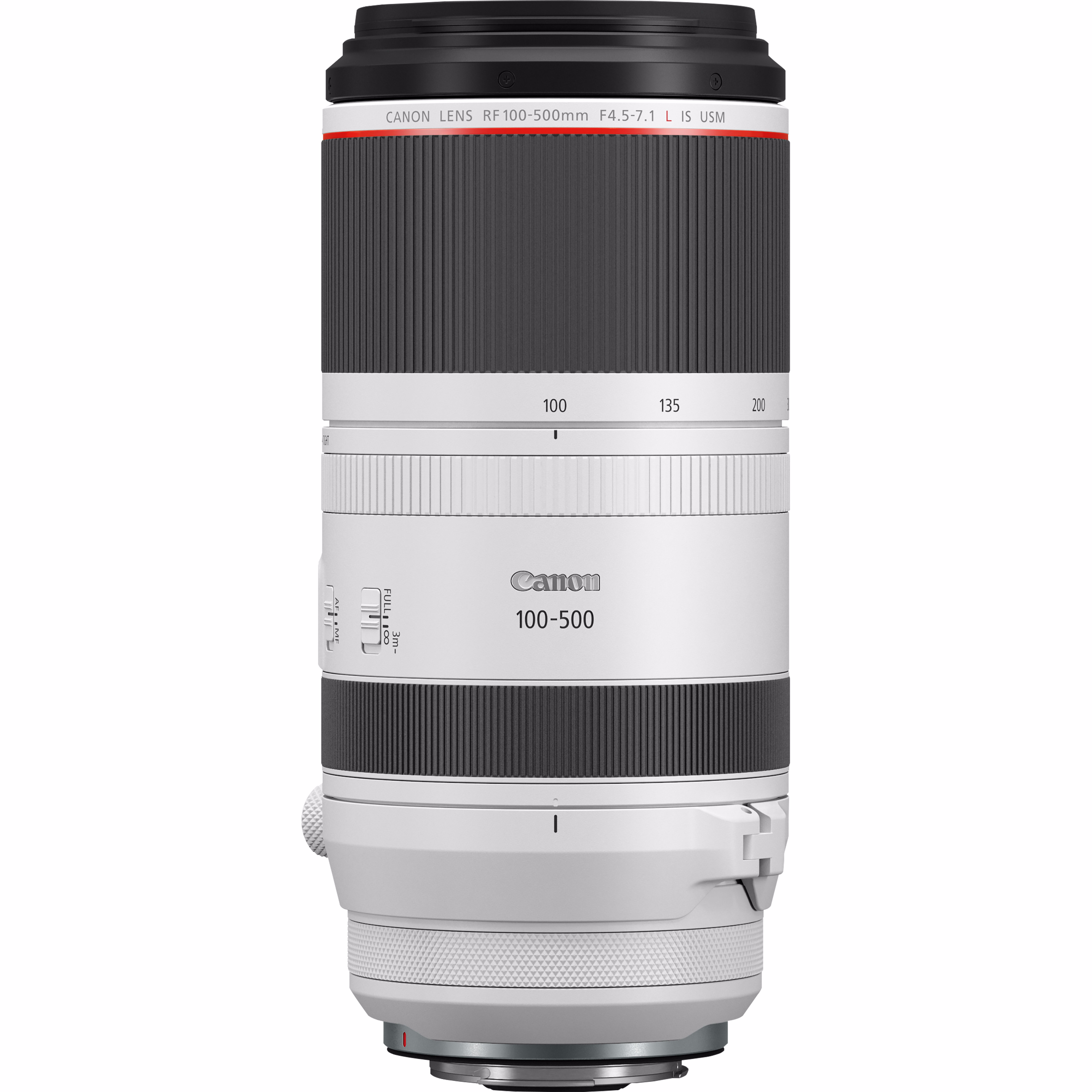 Canon RF 100-500mm F4.5-7.1L IS USM SLR Telefoto zoomobjektiv Sort, Hvid