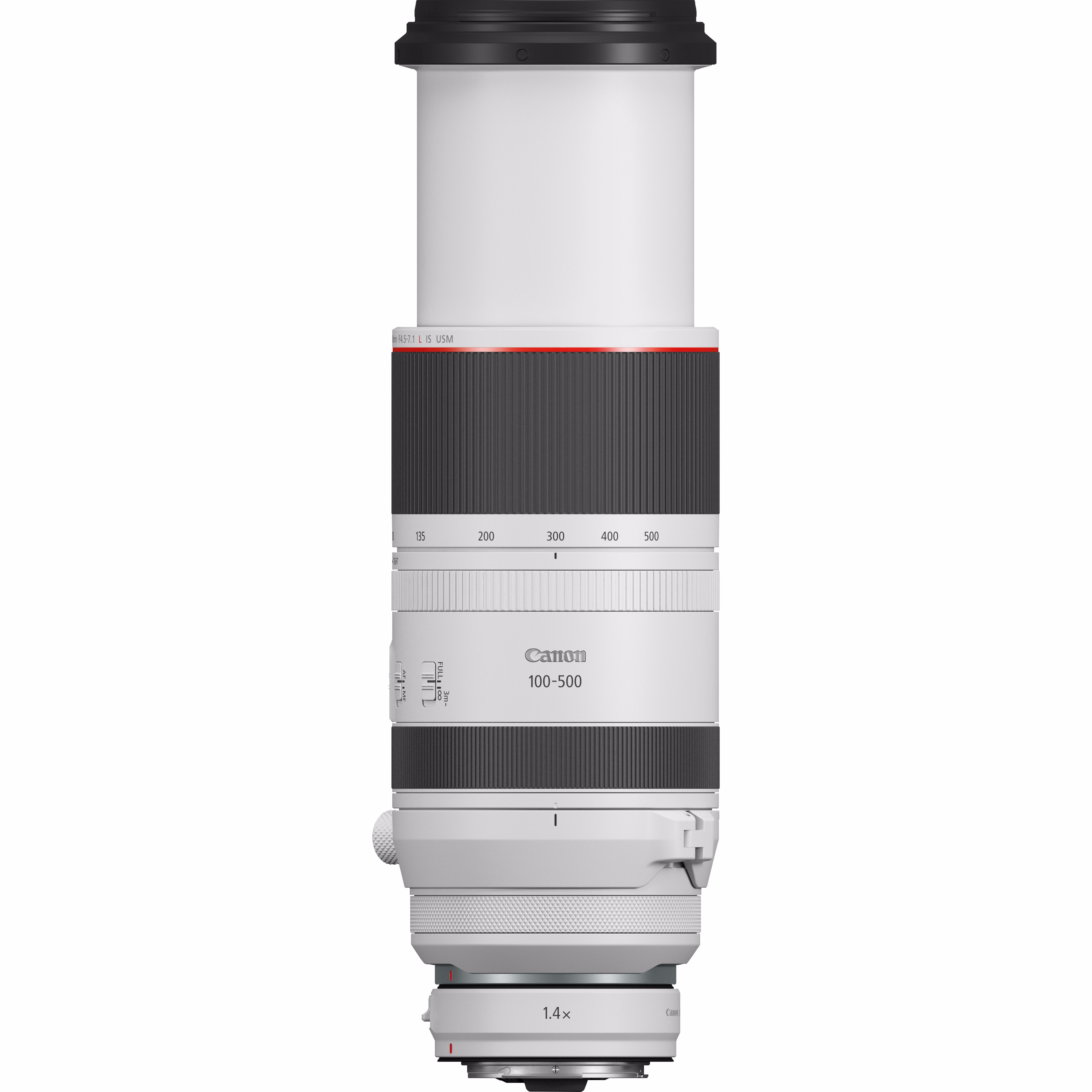 Canon RF 100-500mm F4.5-7.1L IS USM SLR Telefoto zoomobjektiv Sort, Hvid