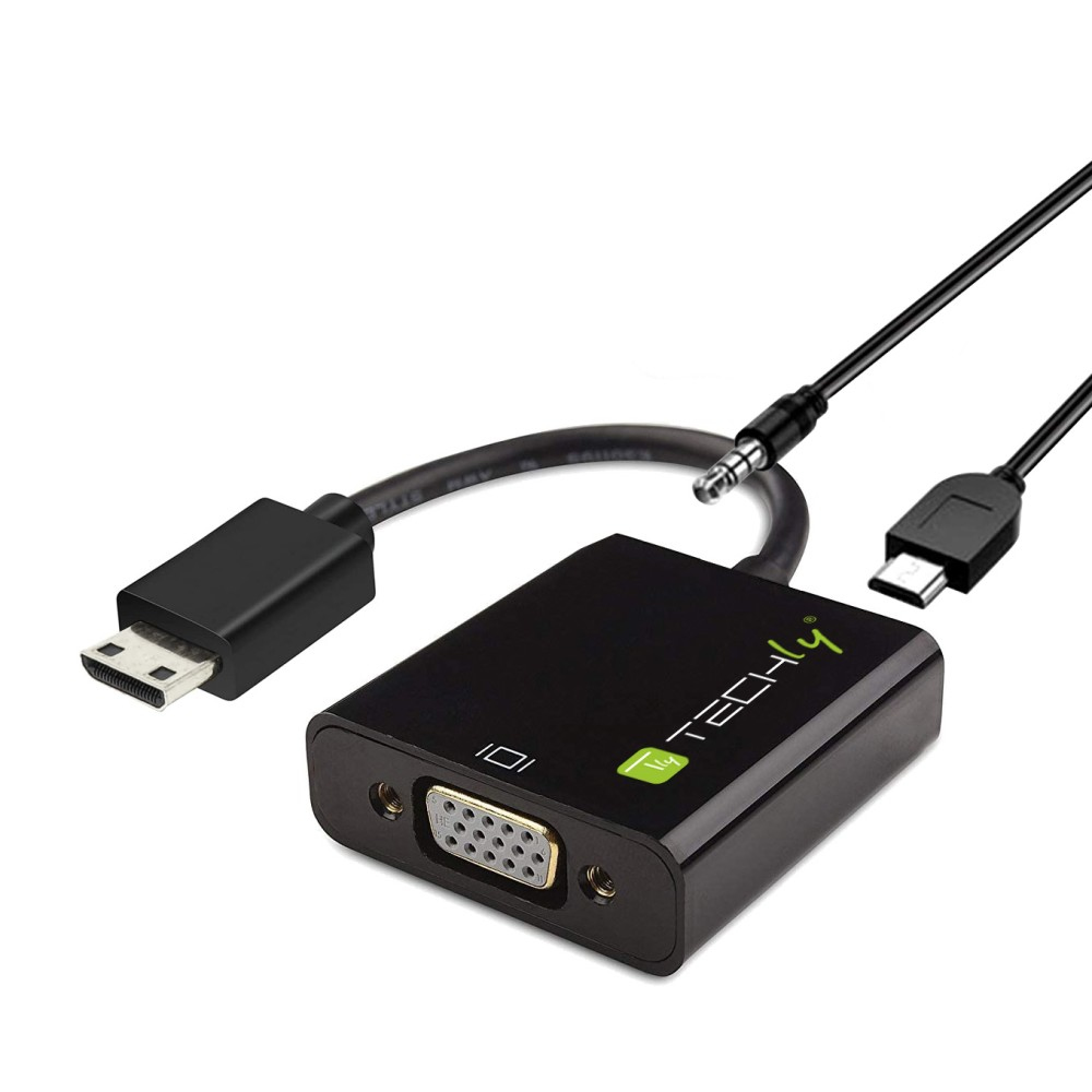 Techly IDATA HDMI-VGA4 videokabel adapter VGA (D-Sub) HDMI Type C (Mini) Sort